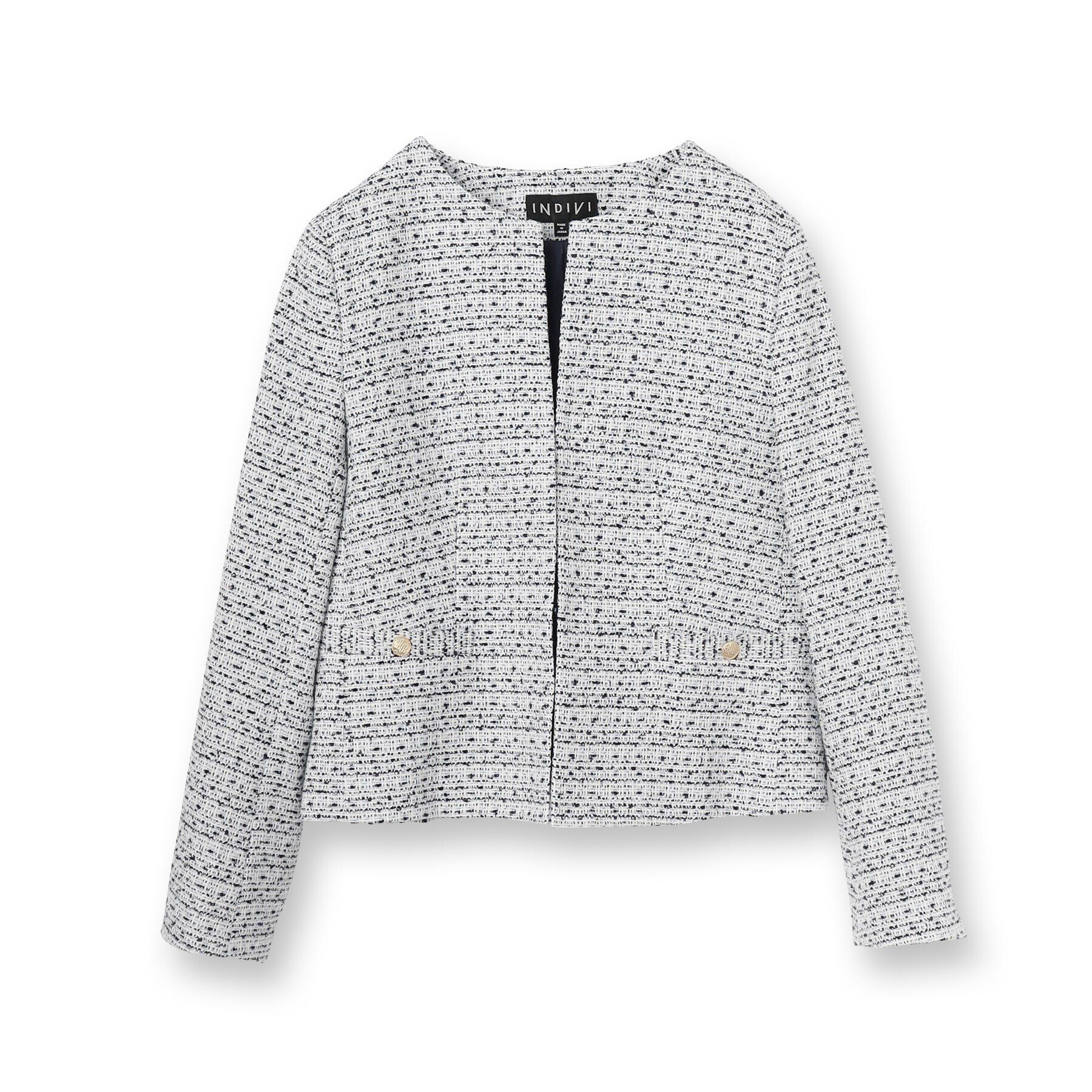 INDIVI「【華やか】ファンシーツイードジャケット」|ノーカラージャケット|