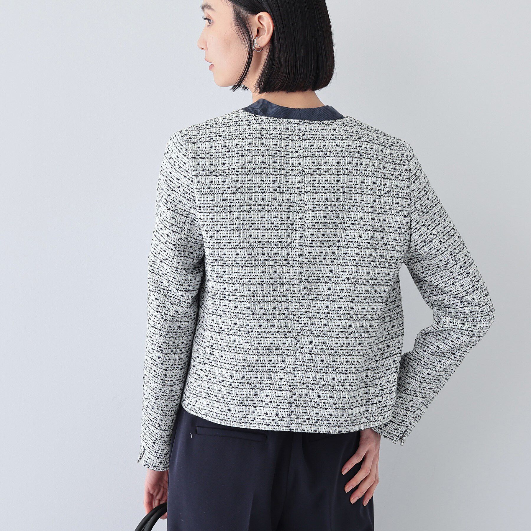 INDIVI「【華やか】ファンシーツイードジャケット」|ノーカラージャケット|