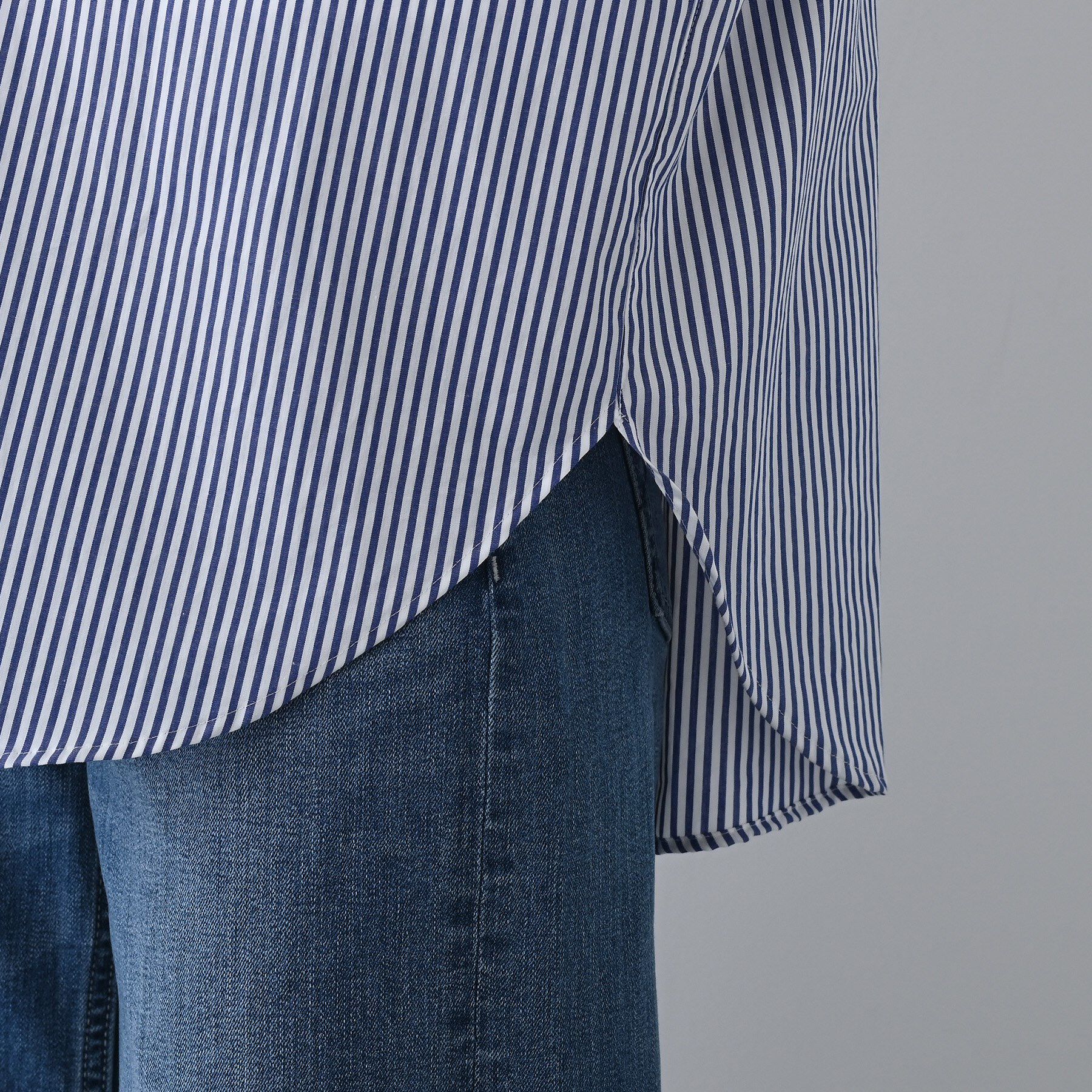 INDIVI「【UVケア／カラーストライプ柄】袖コンシャスシャツ」|シャツ・ブラウス|