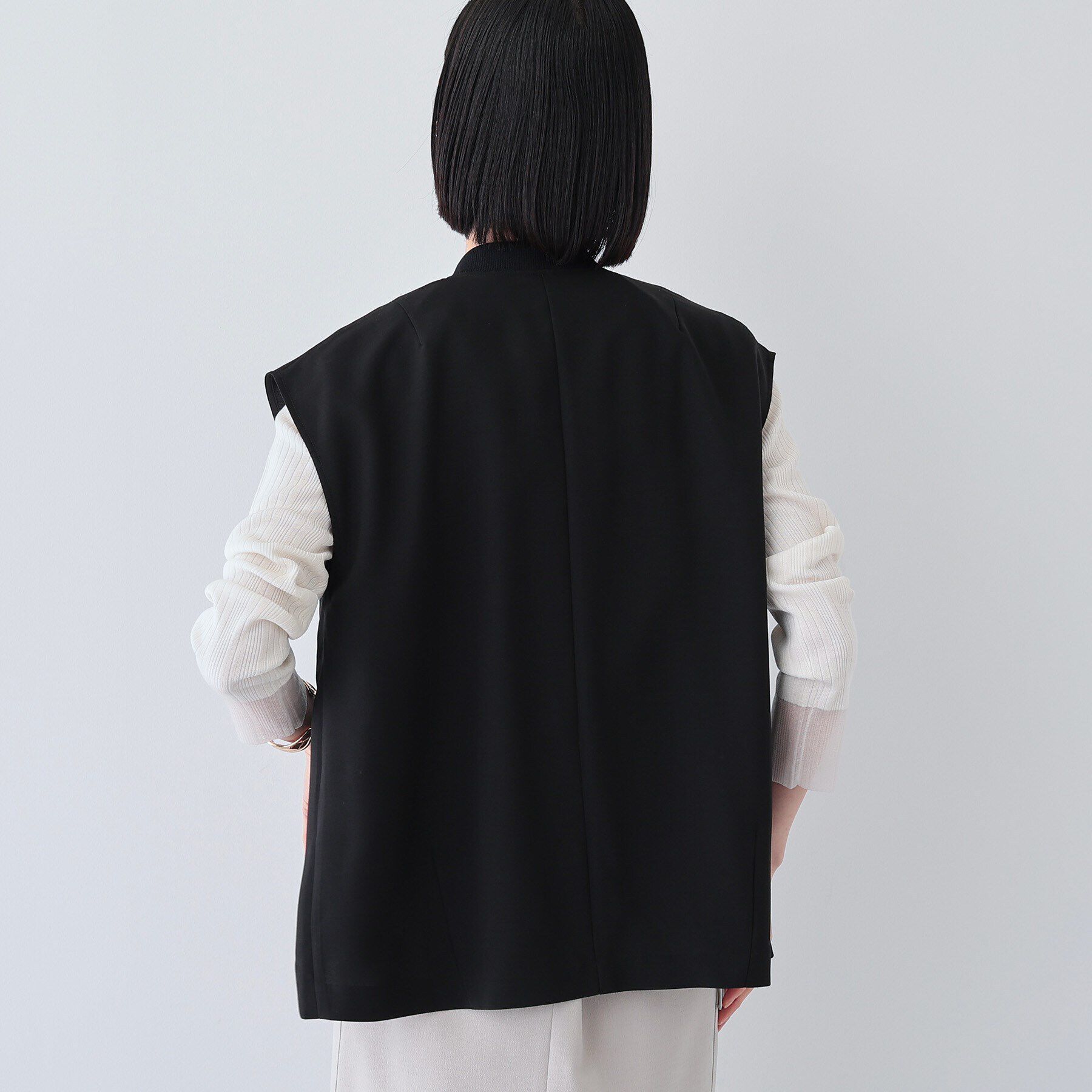 INDIVI「【洗える】スポーティーミックスジレブラウス」|ベスト・ジレ|