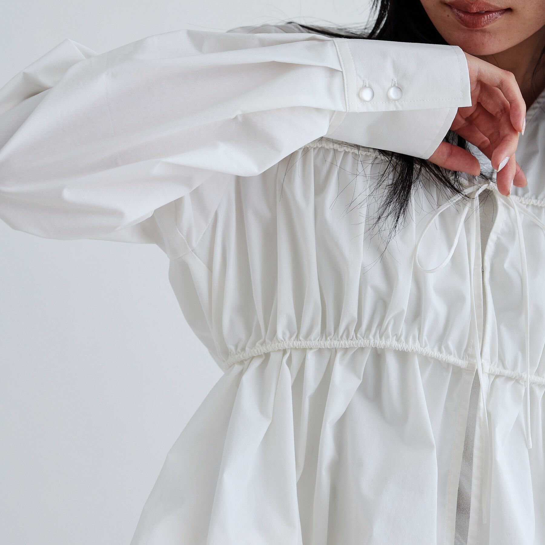 GALLEST「シャーリングギャザーブラウス【フロントボタン/前開き】」|シャツ・ブラウス|