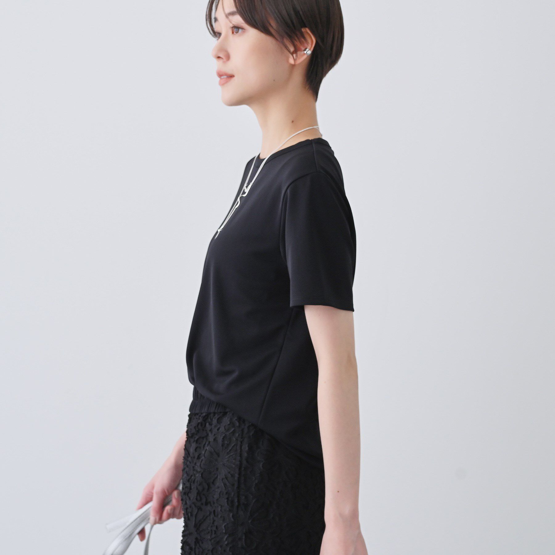 INDIVI「【日本製／トリアセテート】きれいめTシャツ」|Tシャツ・カットソー|