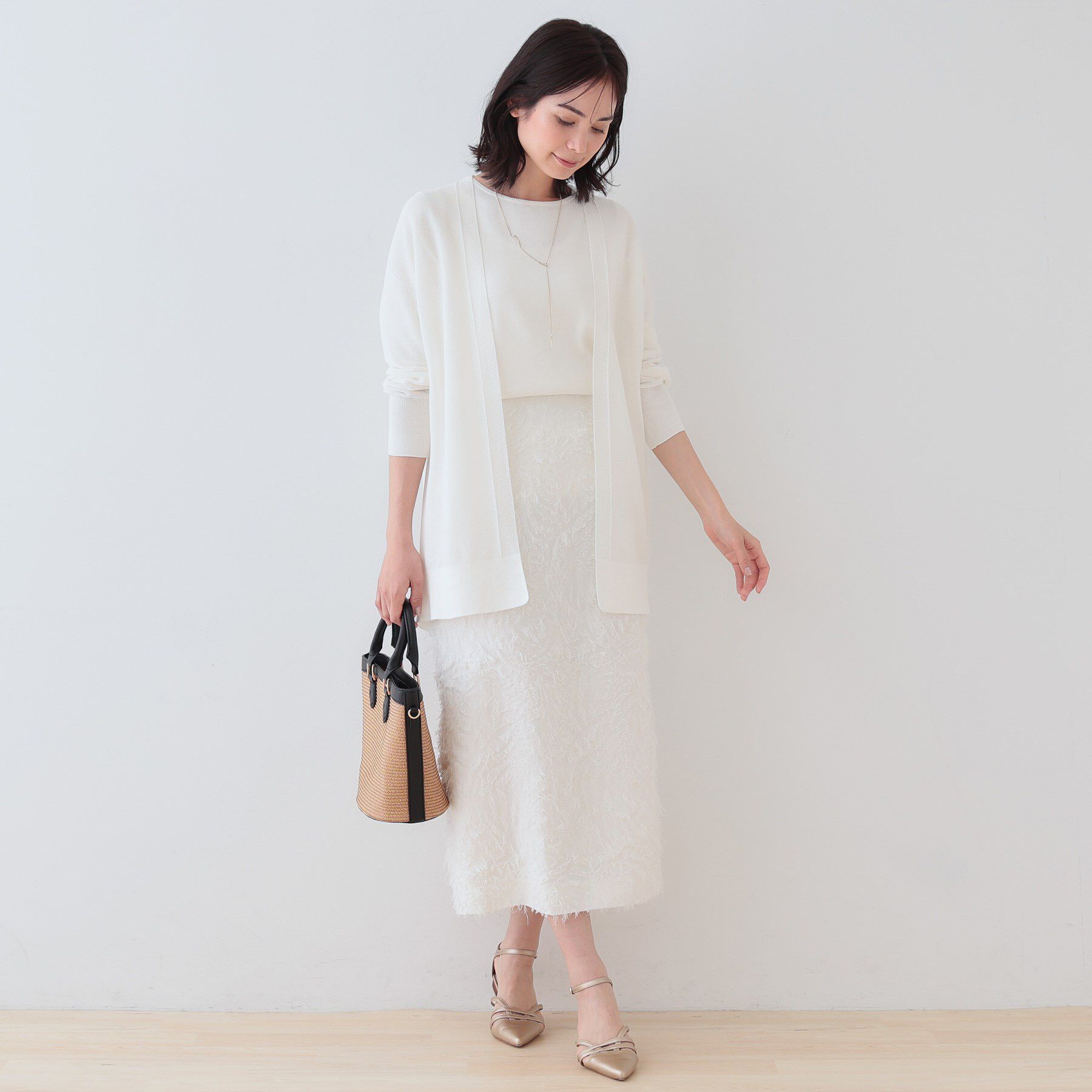 INDIVI「【洗える／和紙混素材】ドライタッチニットカーディガン」|カーディガン|