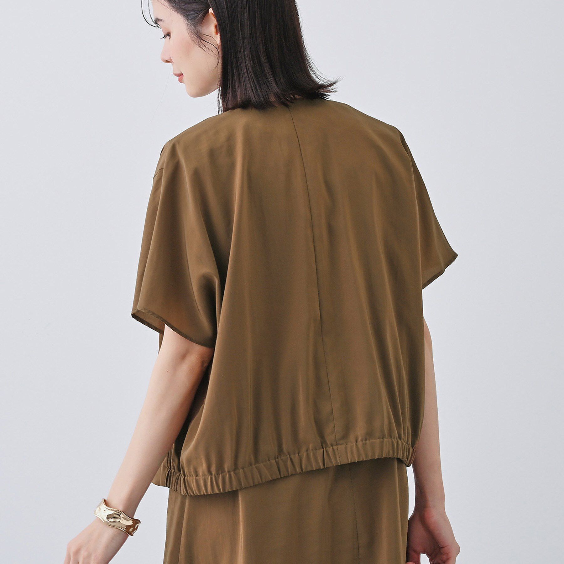 INDIVI「【通気性◎撥水／UVケア】フレンチスリーブ ブラウスライクジャケット」|テーラードジャケット|