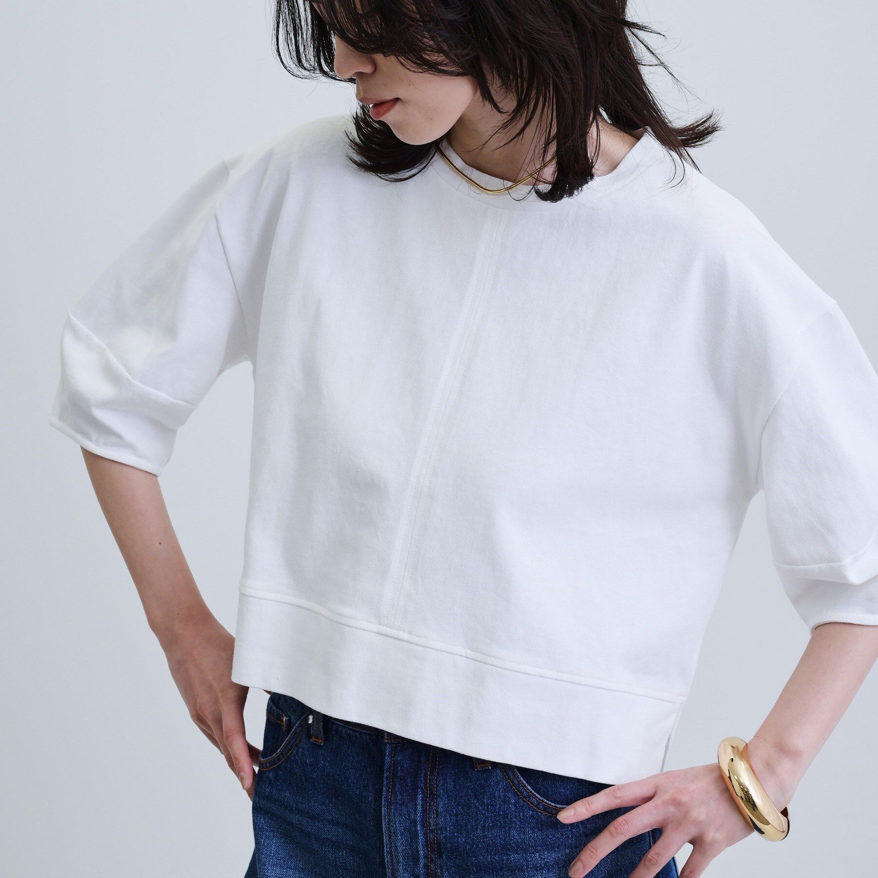 GALLEST「【再入荷】フォルムスリーブカットソー」|Tシャツ・カットソー|ホワイト(001)