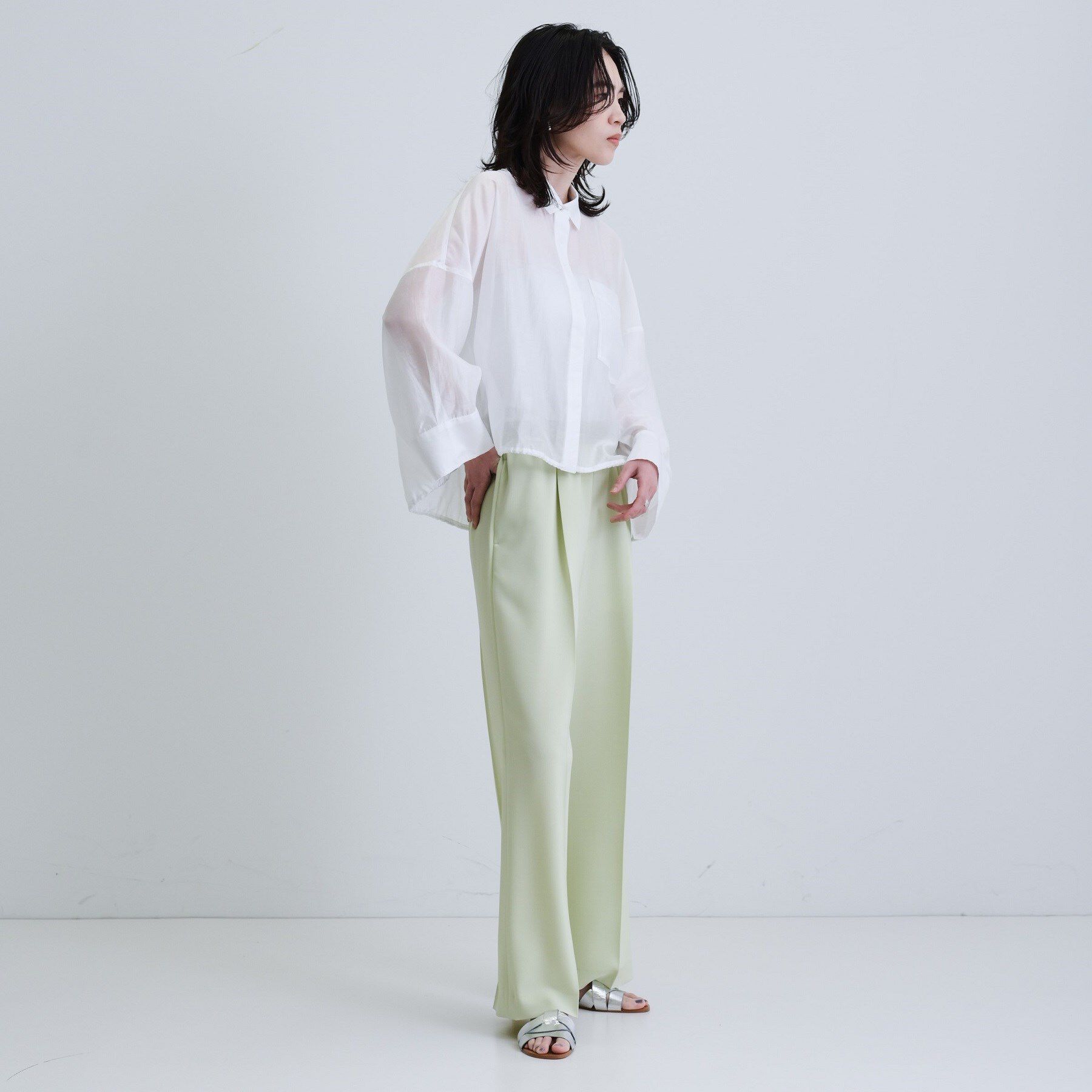 GALLEST「【再入荷】シアーローンステンカラーシャツ/シアーシャツ/シアートップス」|シャツ・ブラウス|