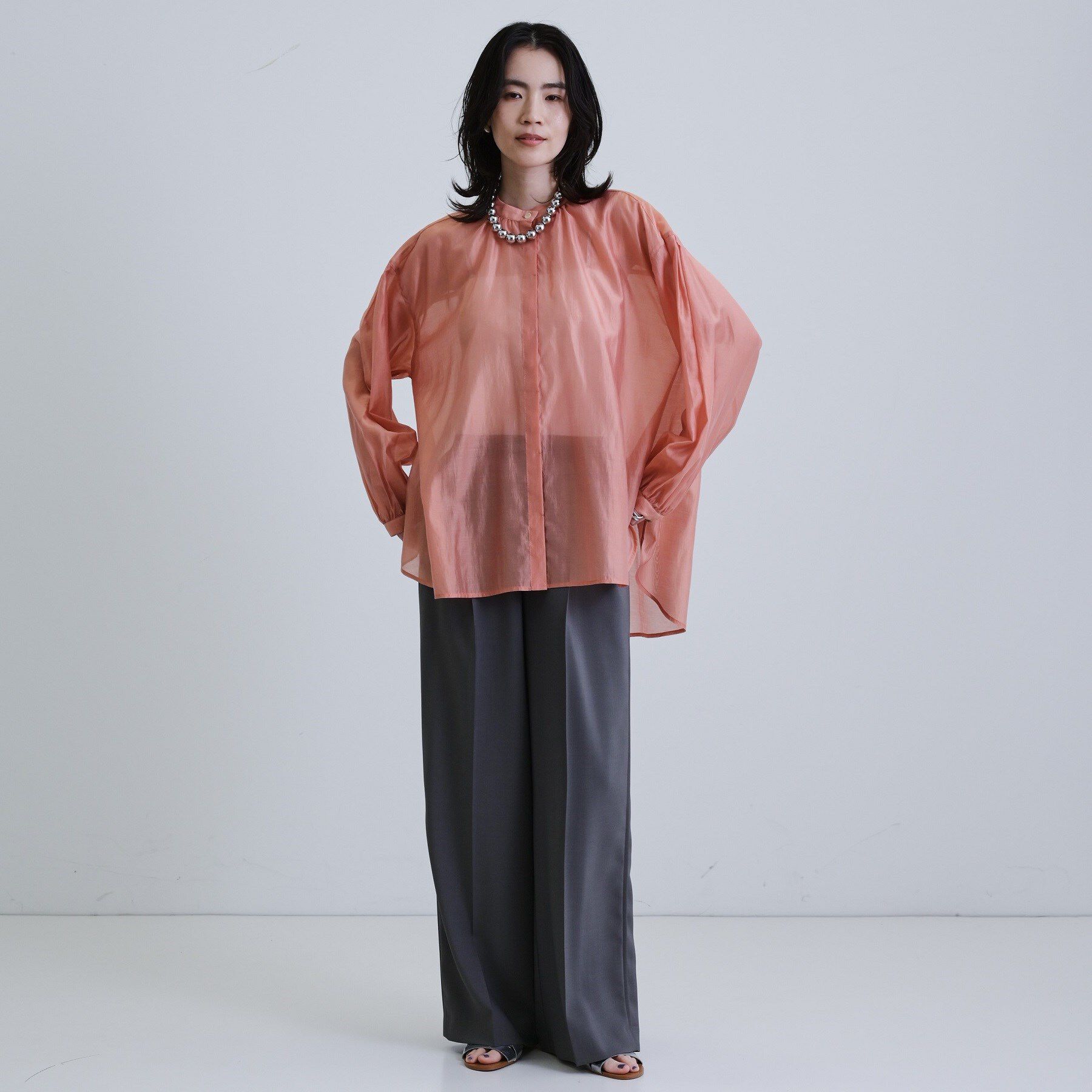 GALLEST「シアーローンミドル丈シャツ/シアーシャツ/シアートップス【洗える】」|シャツ・ブラウス|