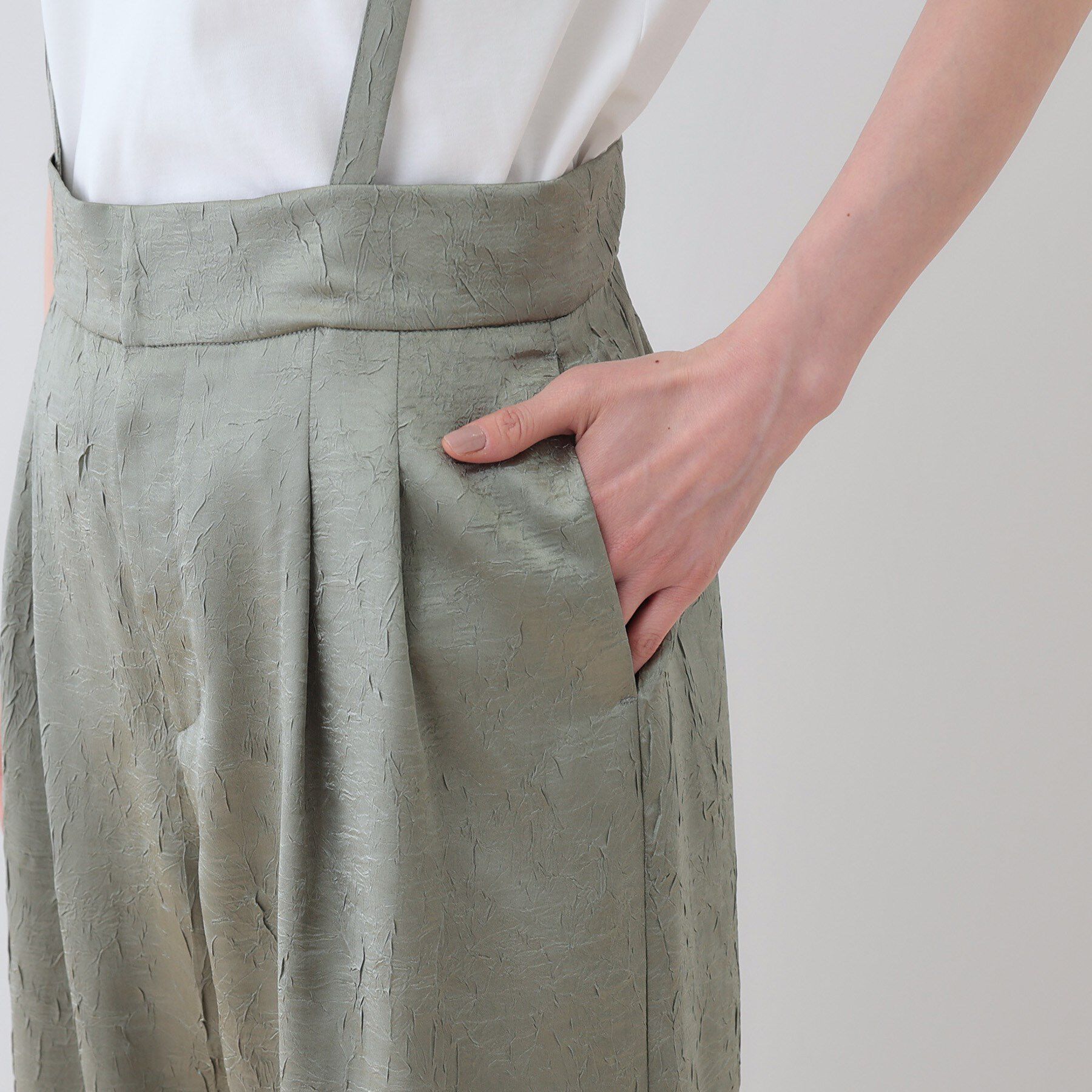 INDIVI「【サスペンダー付き】2WAYクラッシュサテンパンツ」|その他|