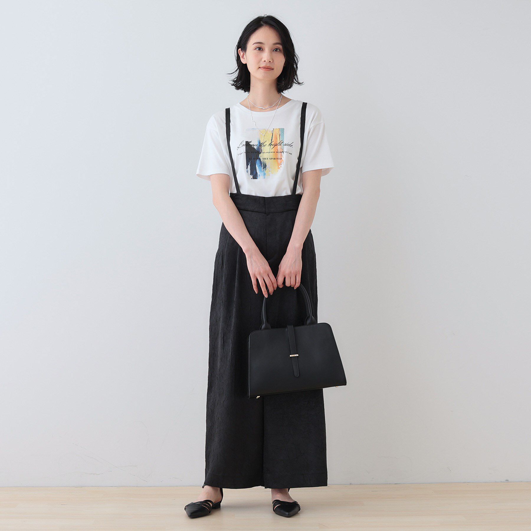 INDIVI「【サスペンダー付き】2WAYクラッシュサテンパンツ」|その他|ブラック(019)