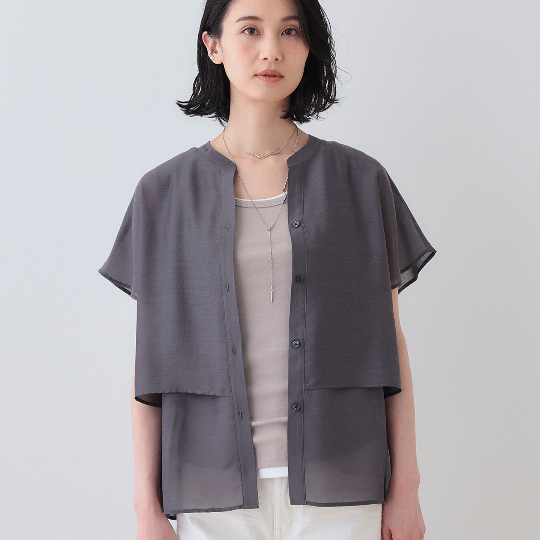 INDIVI「新色登場！【洗える／エアリー】ティアードブラウス」|シャツ・ブラウス|トープ(454)