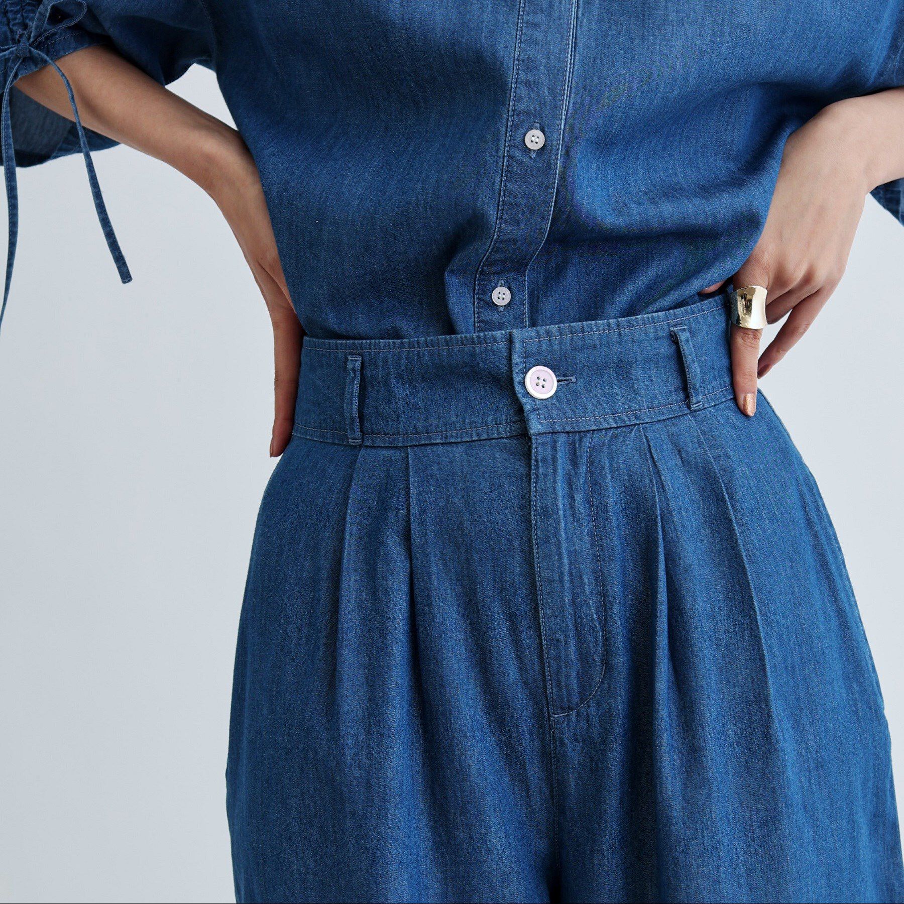 GALLEST「【セットアップ可能】ダンガリータックフレアパンツ」|その他|