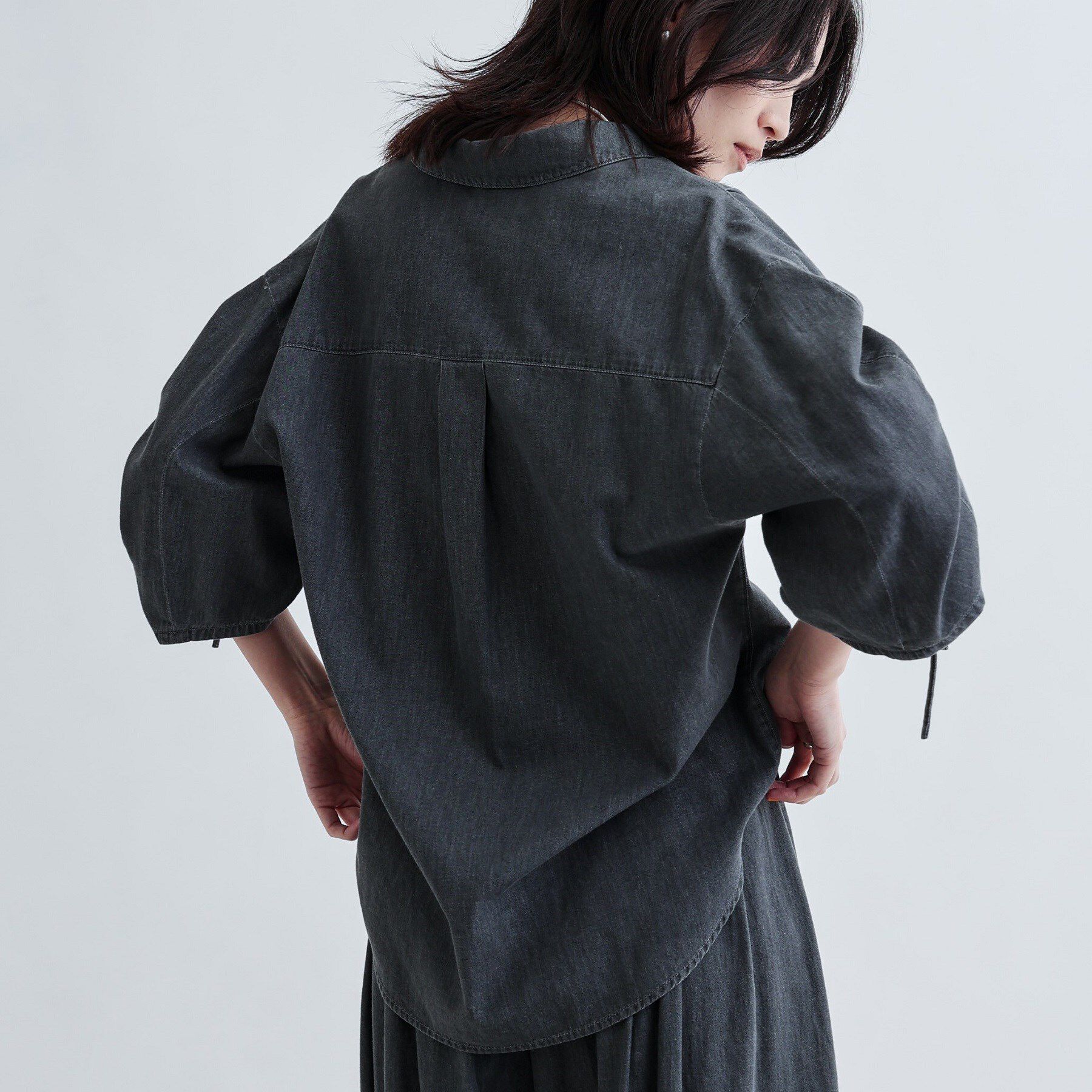 GALLEST「【セットアップ可能】シャーリングスリーブダンガリーシャツ」|シャツ・ブラウス|