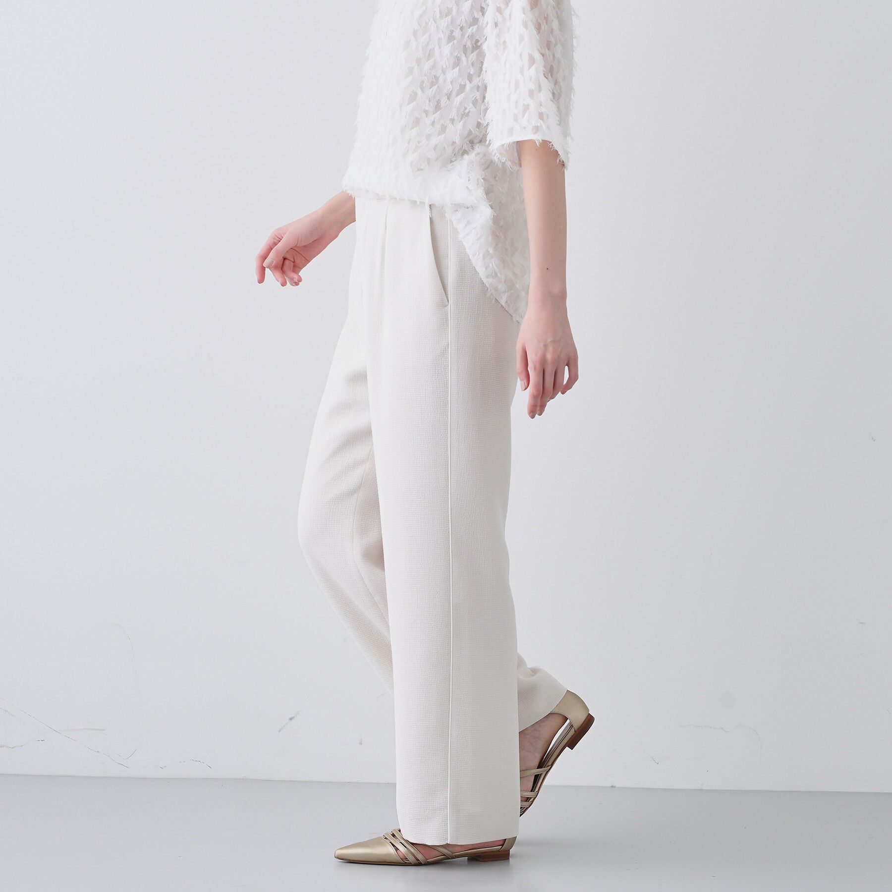 INDIVI「【洗える】サイドライン ストレートパンツ」|その他|