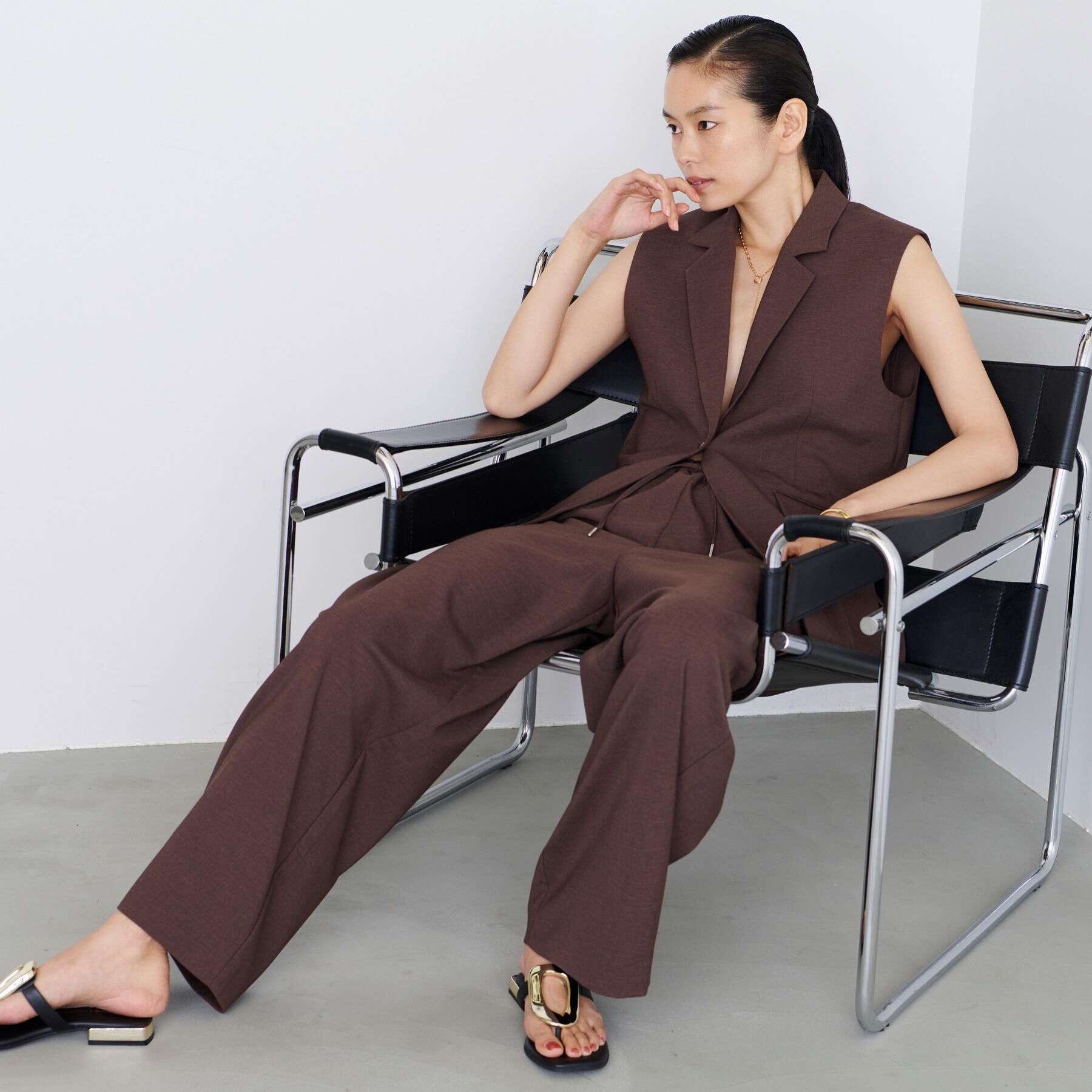 GALLEST「【セットアップ対応】リネンライクジレジャケット【カセット服/通勤・オフィス】」|ベスト・ジレ|