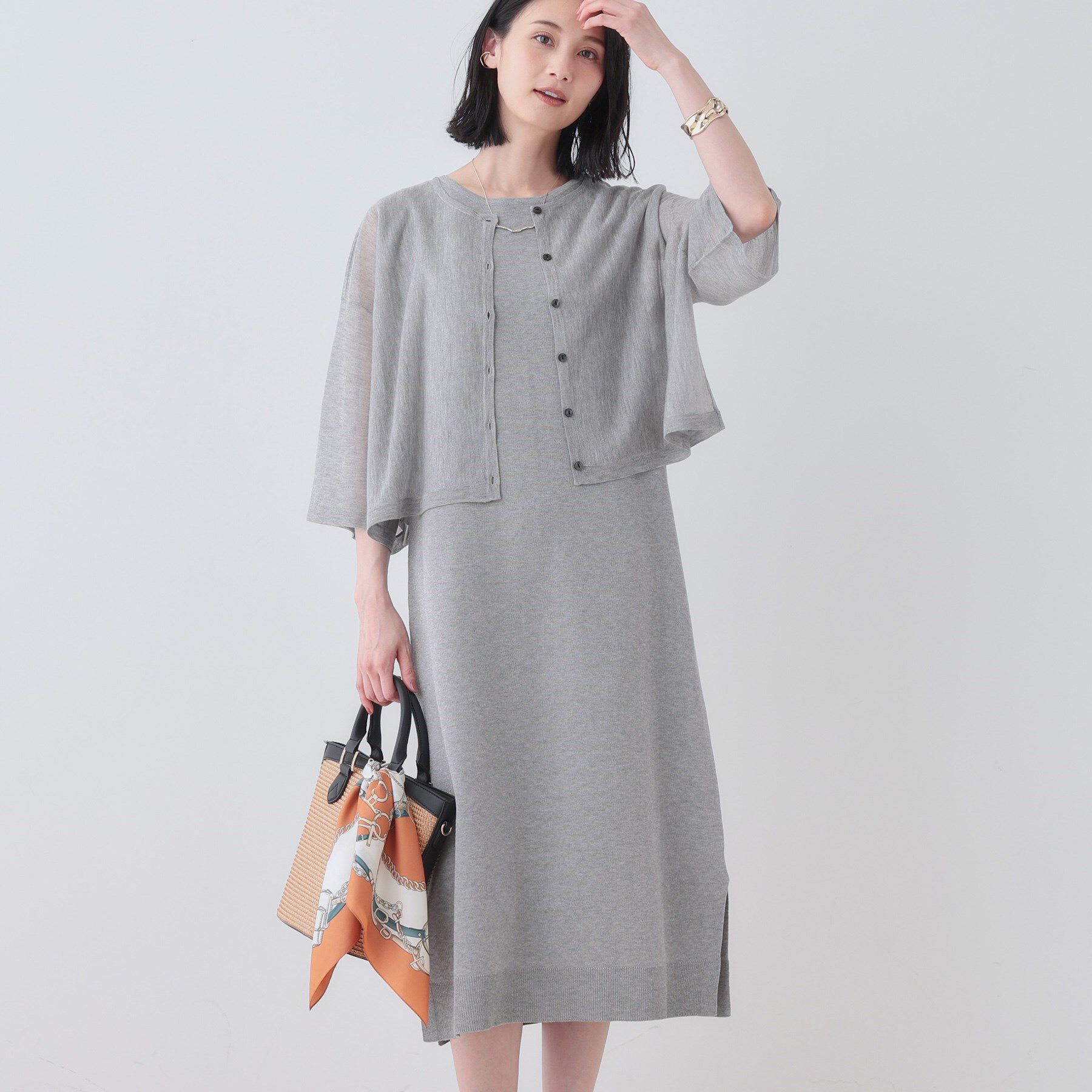 INDIVI「【2点セット】前後2WAYニットワンピース」|ワンピース|