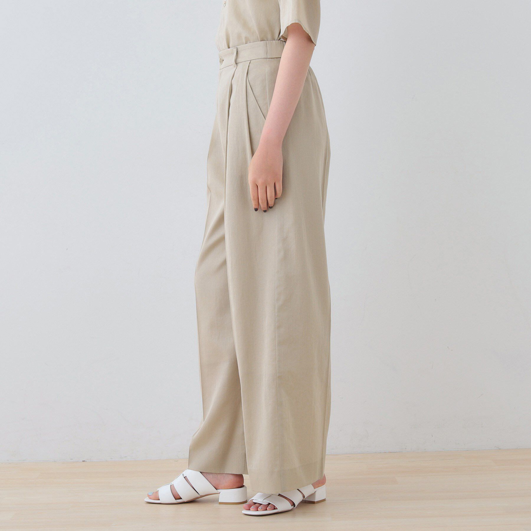 INDIVI「【日本製／SETUP可能】ガーゼ素材ワイドパンツ」|その他|