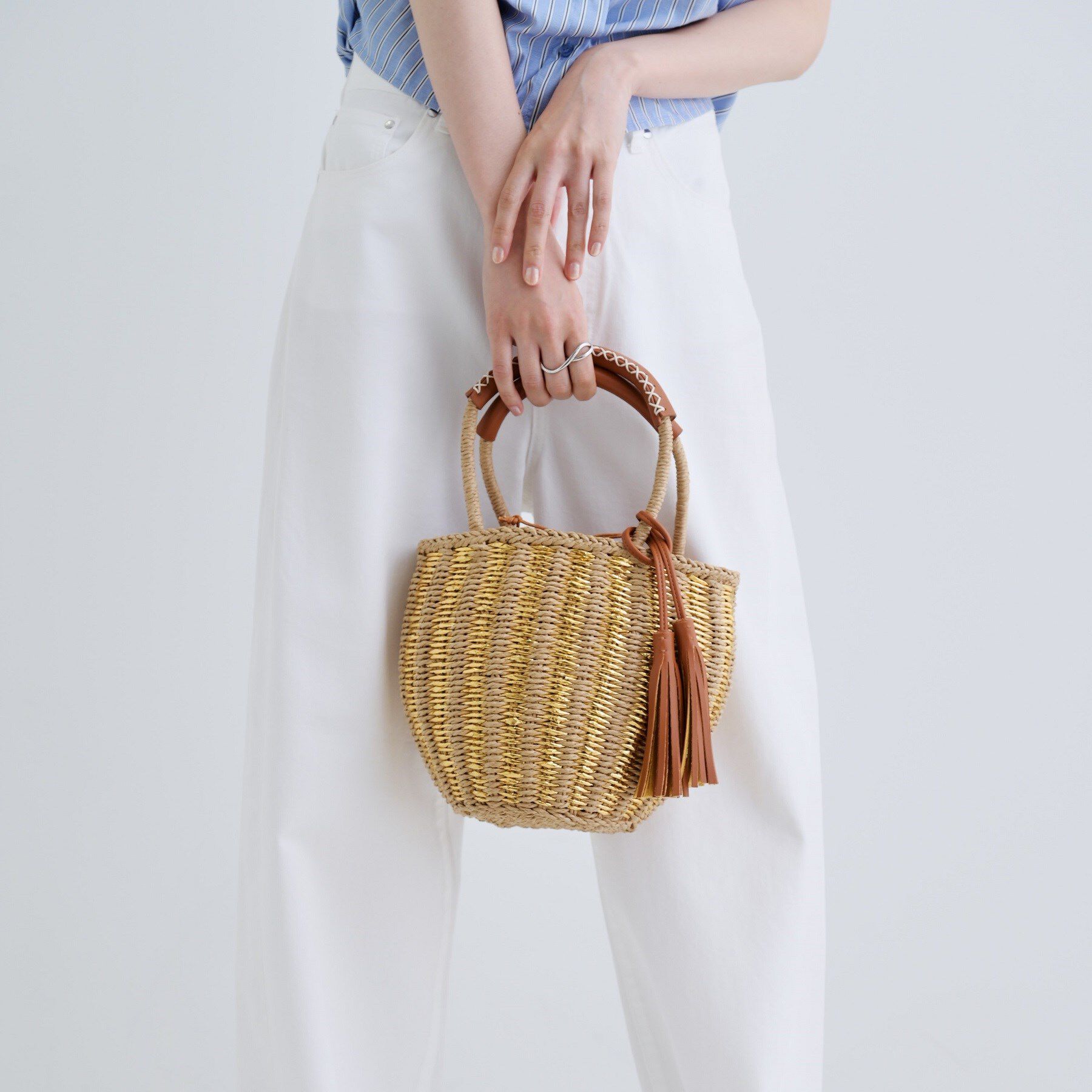 GALLEST「メタリック編込みかごバッグ」|ハンドバッグ|