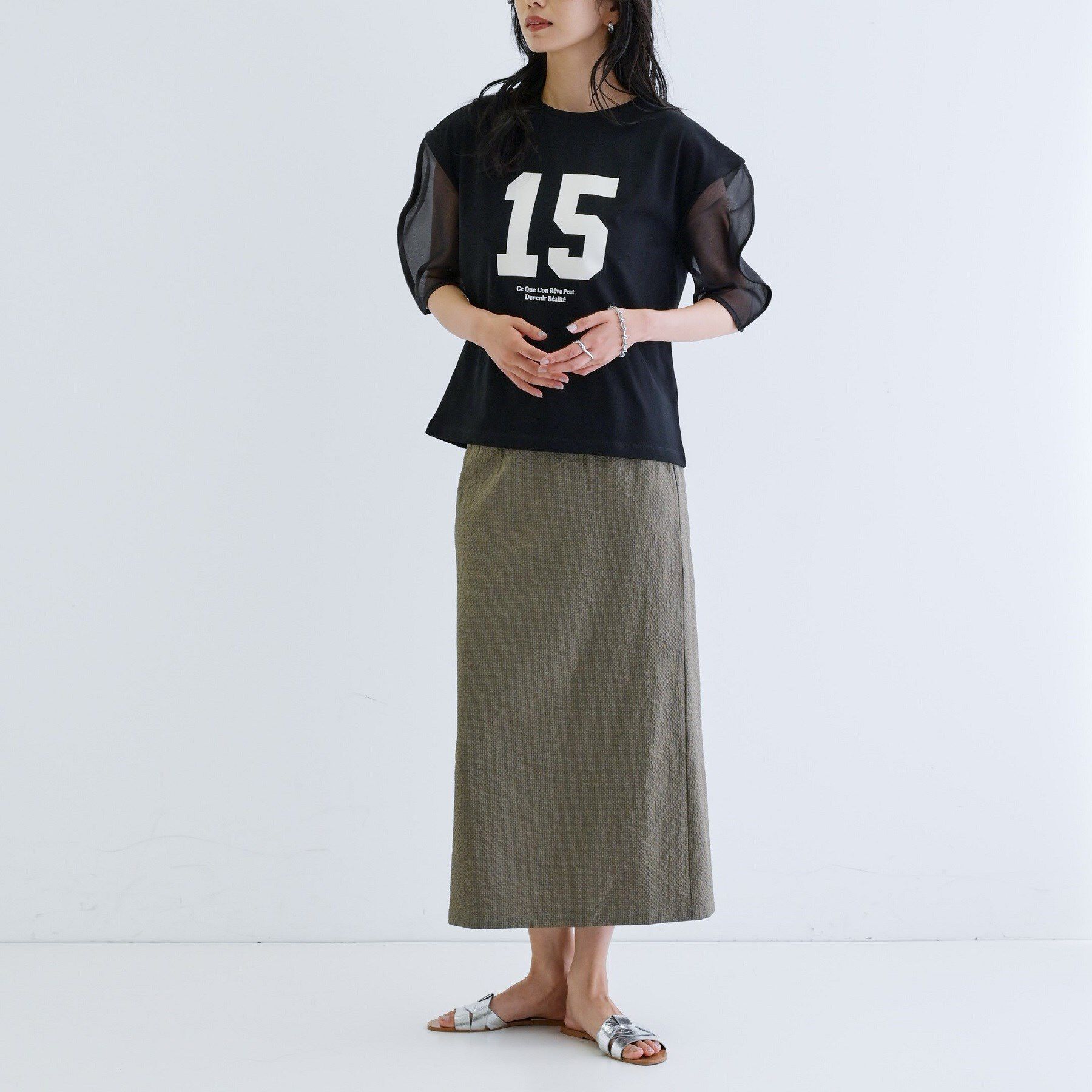 GALLEST「シアースリーブプリントTシャツ」|Tシャツ・カットソー|