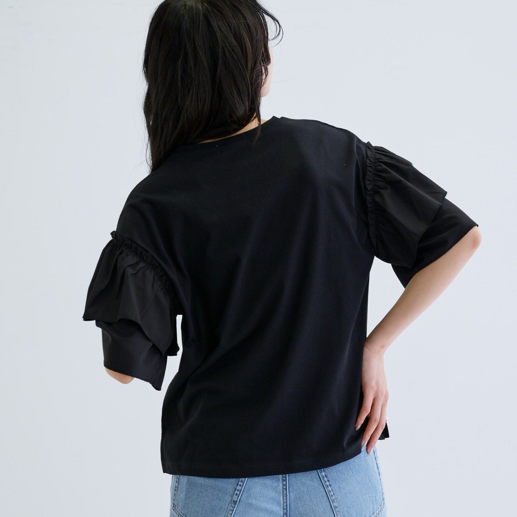 GALLEST「フリルスリーブプリントカットソー」|Tシャツ・カットソー|