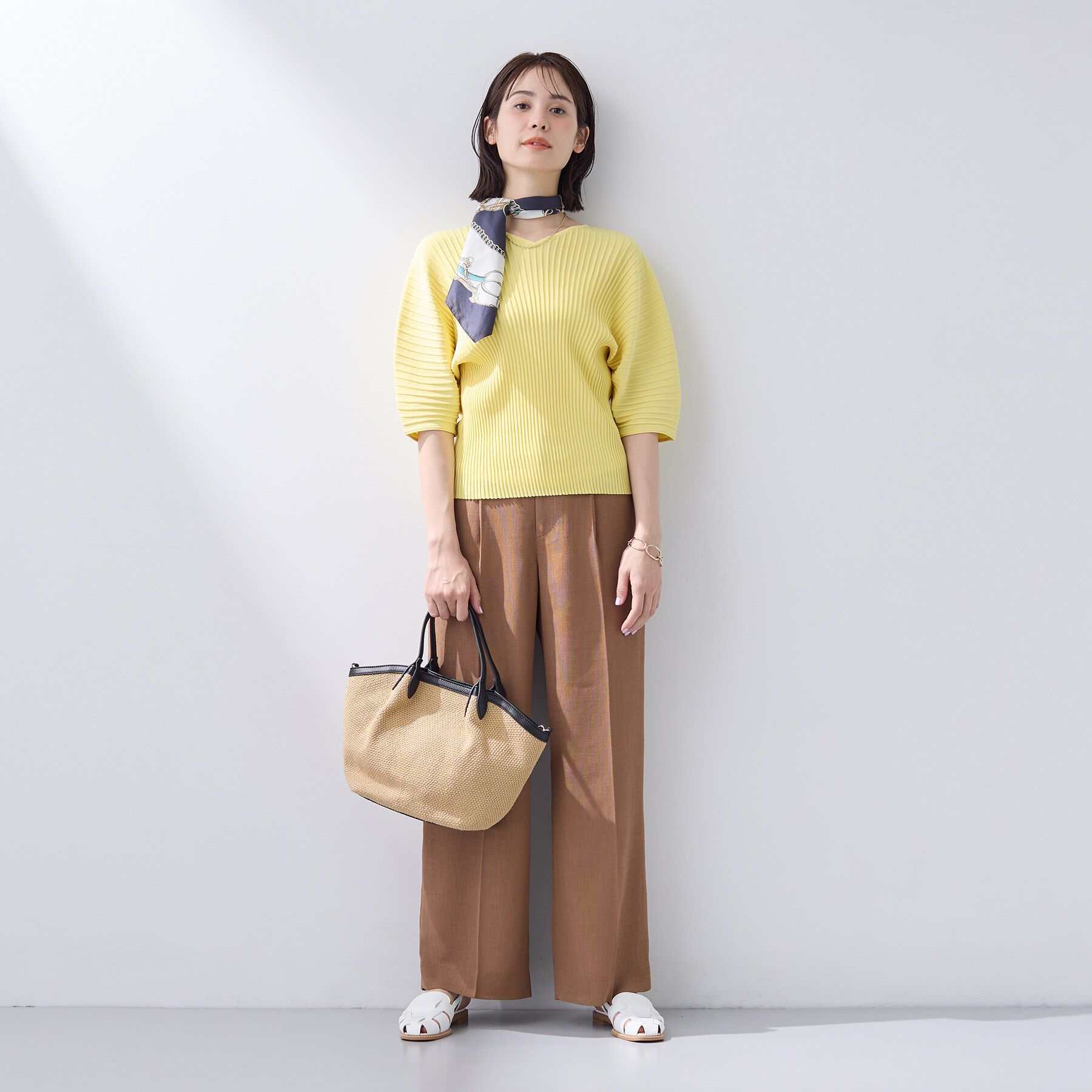 INDIVI「【二の腕カバー／スタイルアップ】ドライタッチストレッチニット」|Tシャツ・カットソー|