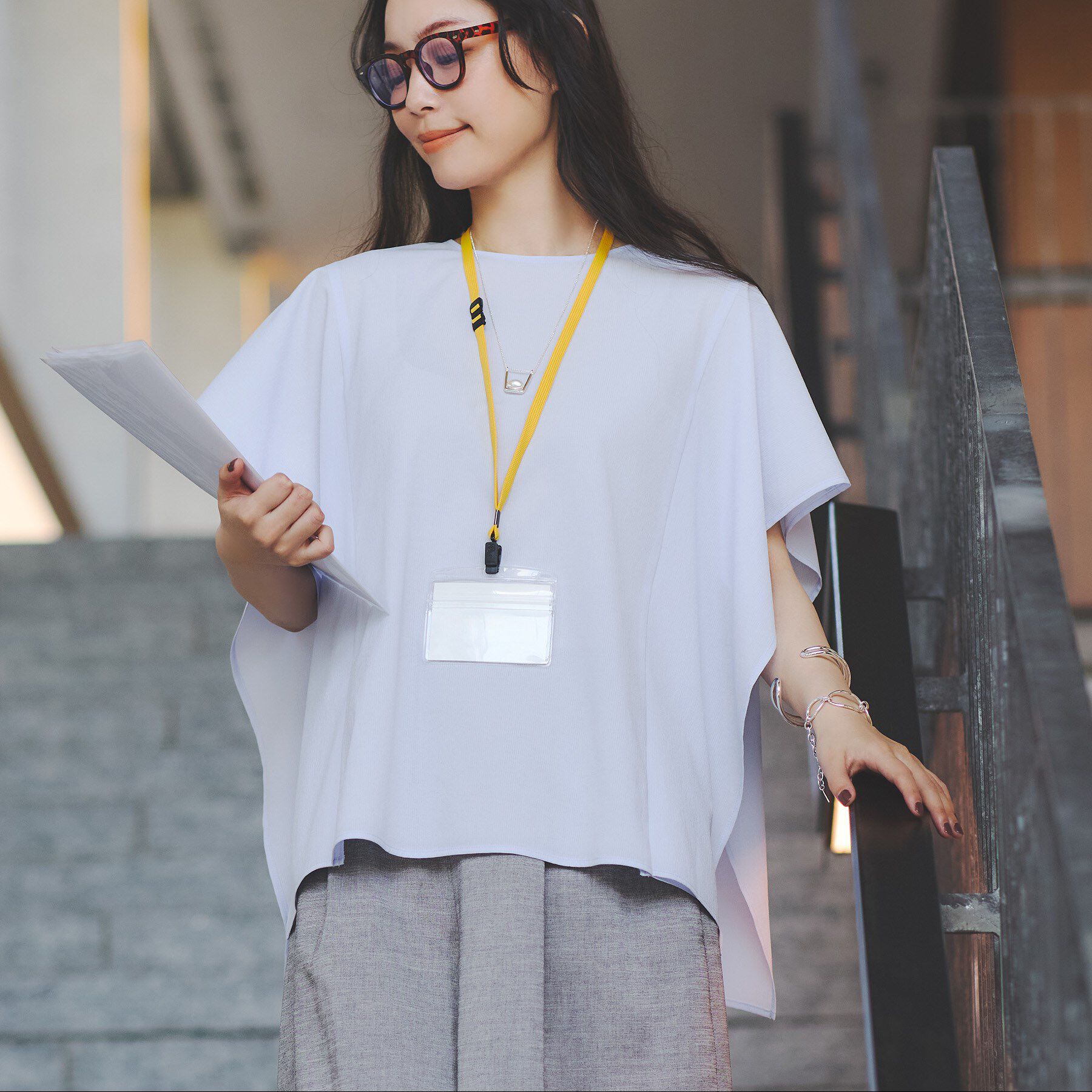 INDIVI「【体型カバー】スクエアブラウス」|シャツ・ブラウス|