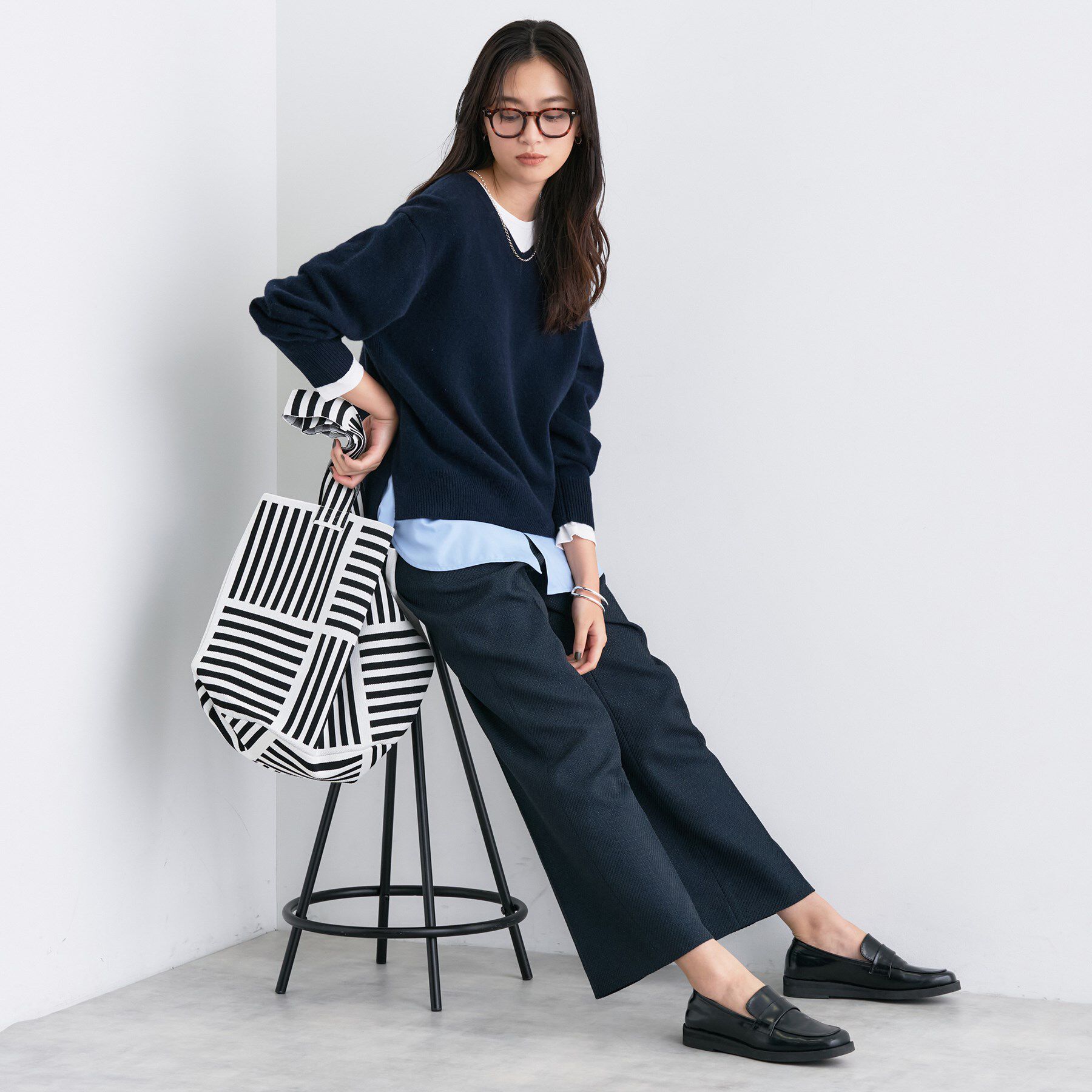 INDIVI「【選べる柄／WEB限定カラー】ビッグニットバッグ」|トートバッグ|