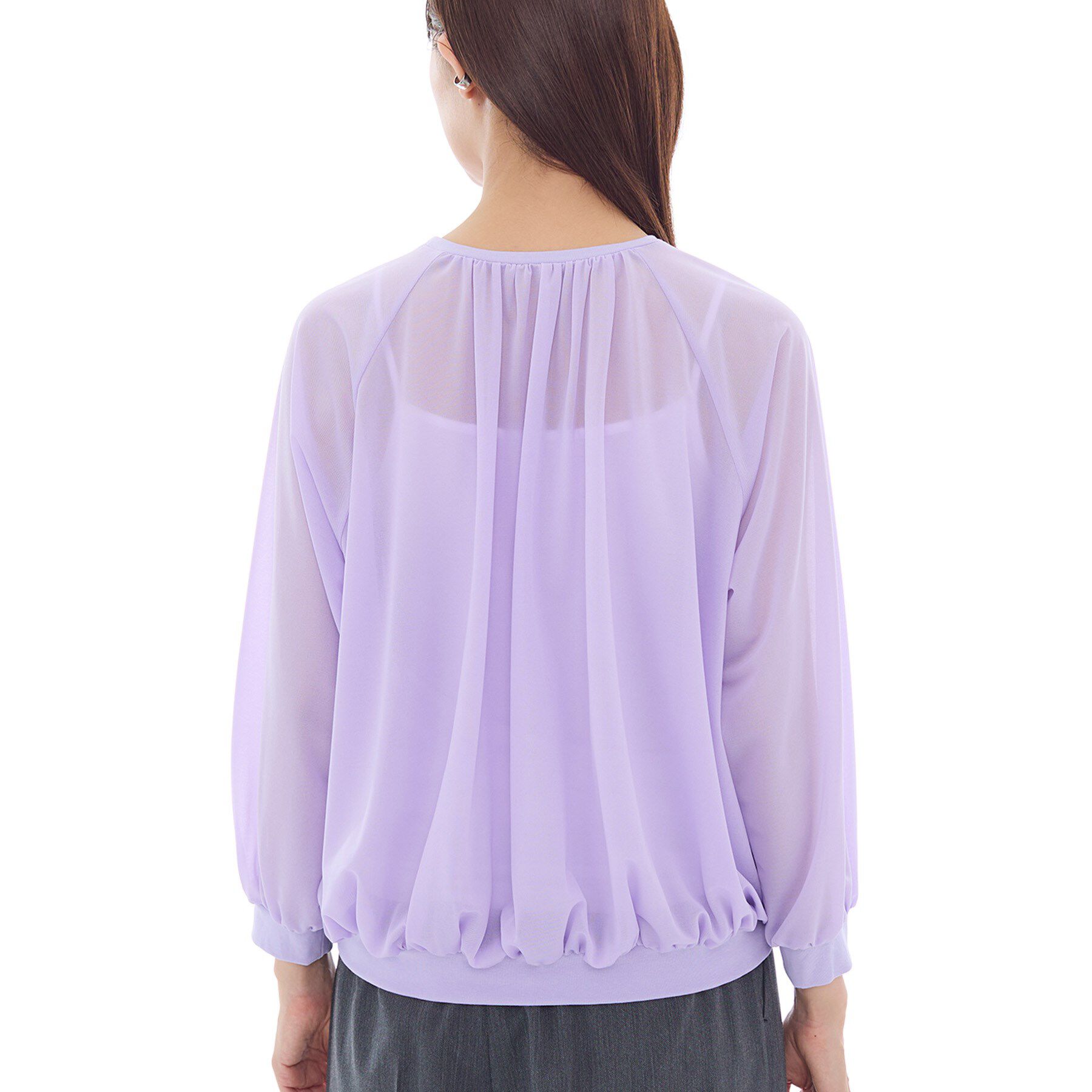 INDIVI「【体型カバー／マシンウォッシュ対応】シアージャージトップス」|Tシャツ・カットソー|