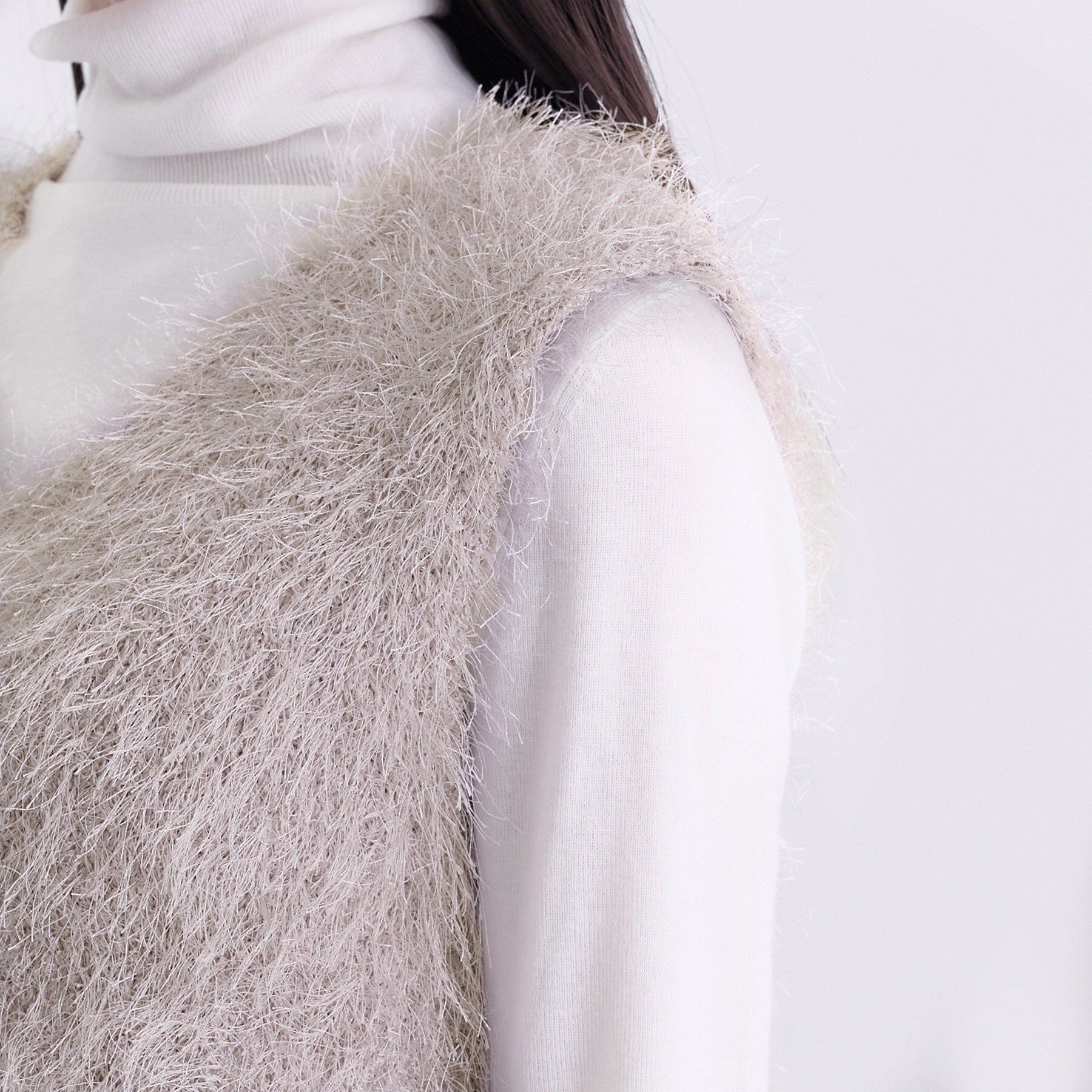 INDIVI「フェザーモールニットベスト」|ニット・セーター|