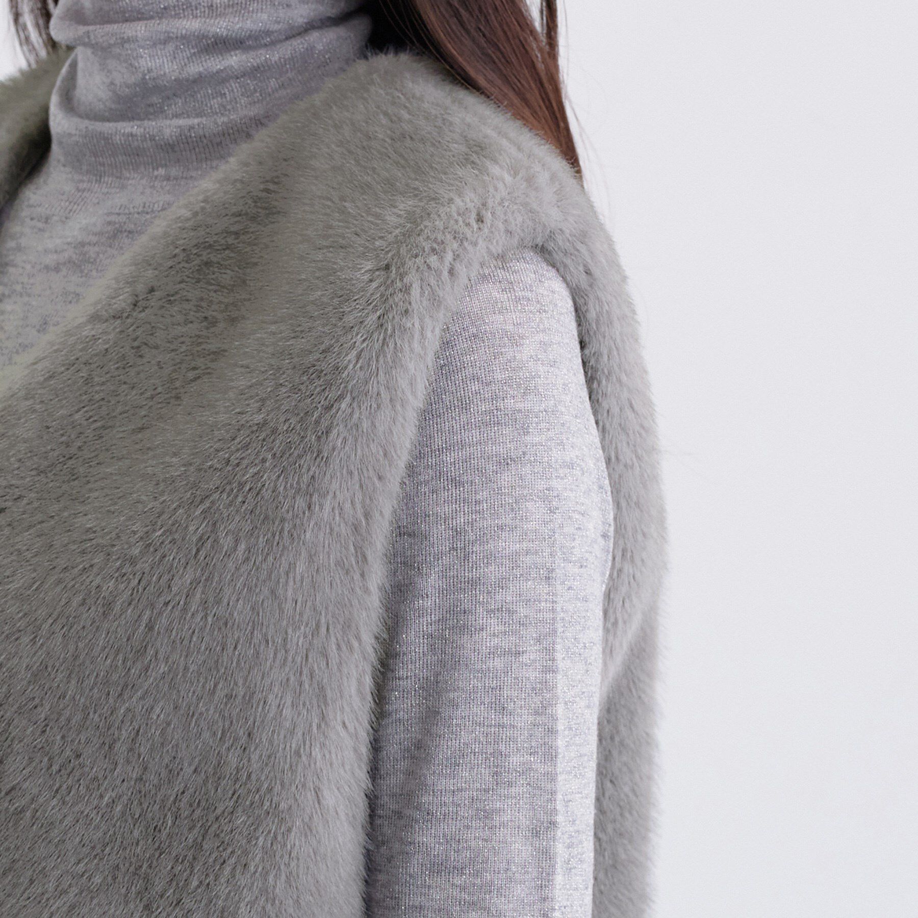 INDIVI「ミンク調フェイクファージレ」|ベスト・ジレ|