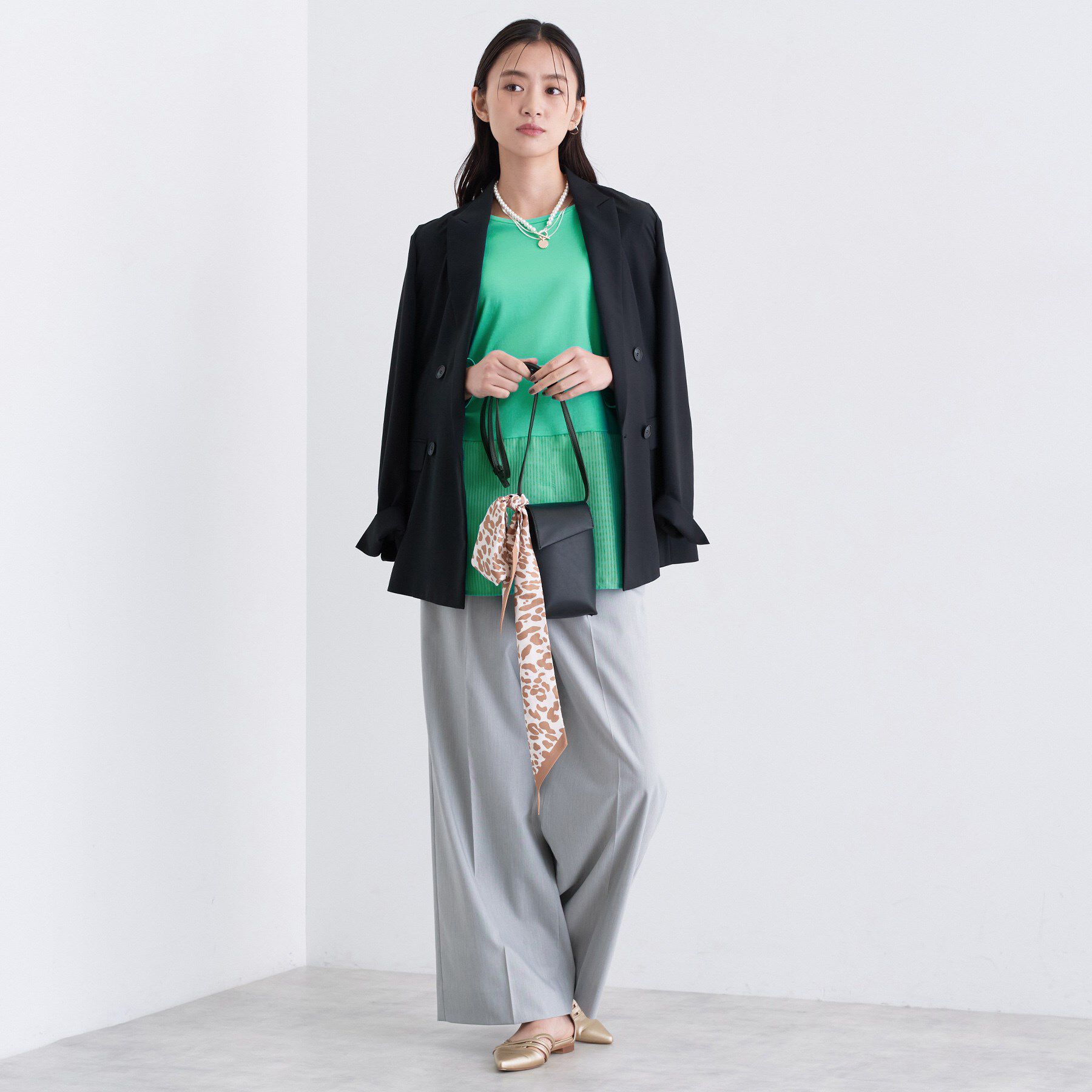 INDIVI「【コットン】シャツ切り替えカットソー」|Tシャツ・カットソー|