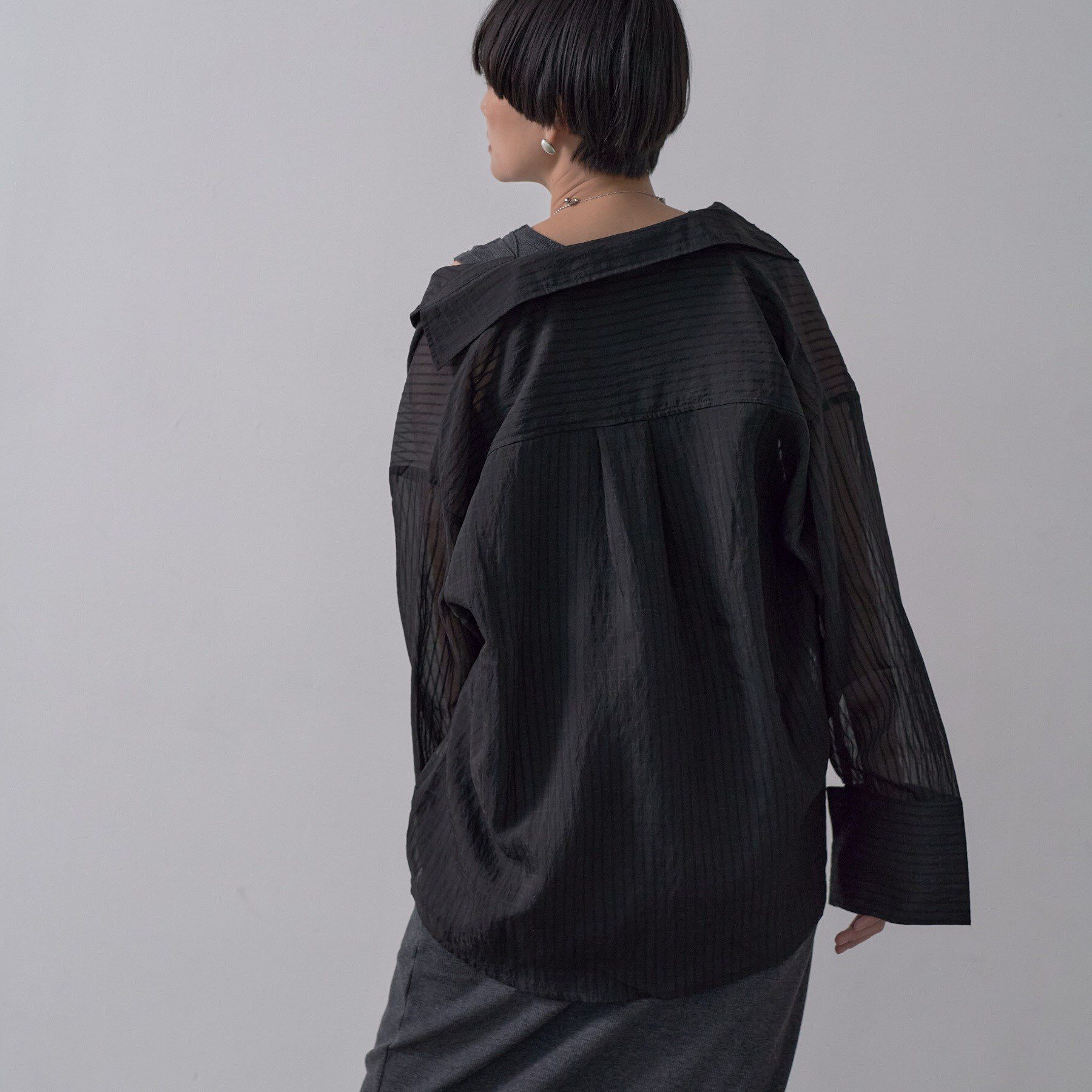 GALLEST「ワイドカフスシアーストライプシャツ/秋服/シアーシャツ」|シャツ・ブラウス|