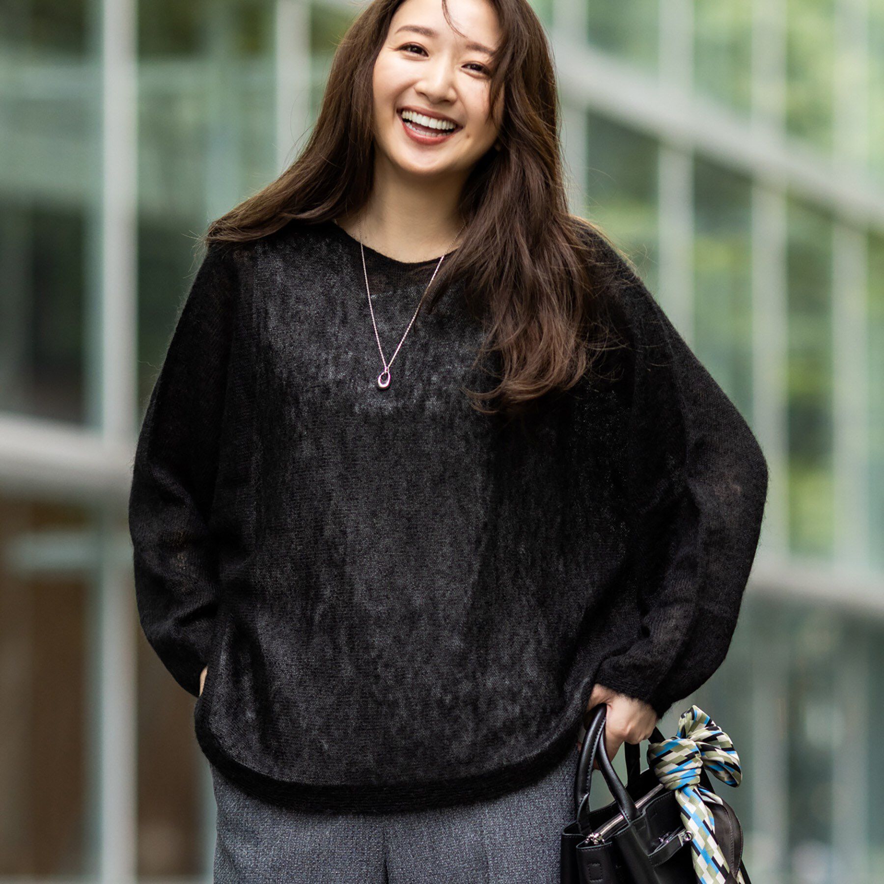 INDIVI「【キッドモヘヤ素材】ラウンドヘムニット」|ニット・セーター|