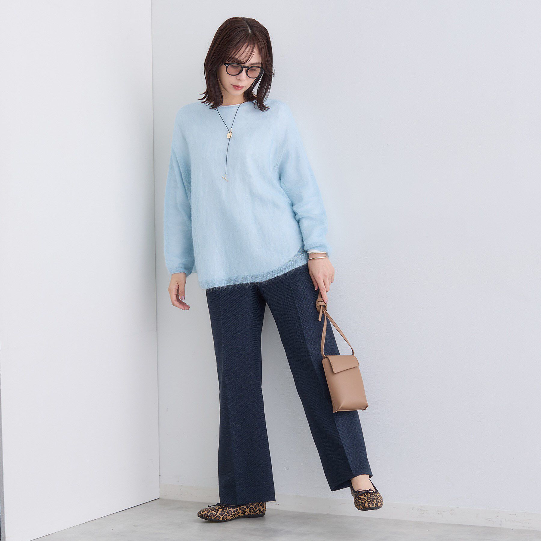 INDIVI「【褒められパンツ/ウール調素材】ラメ混ワイドパンツ」|その他|