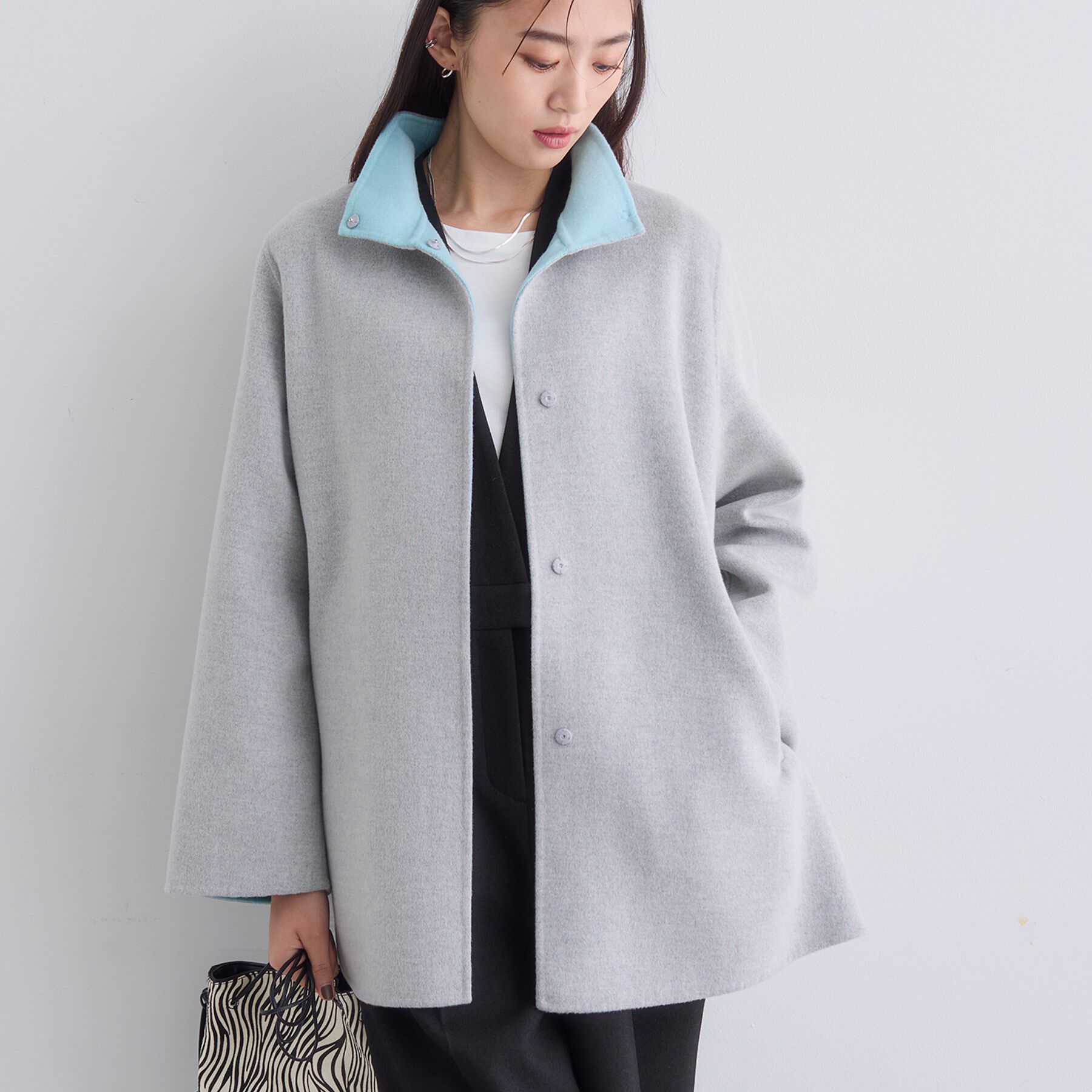 INDIVI「【配色デザイン／ミドル丈】ウールリバー テントラインコート」|その他|