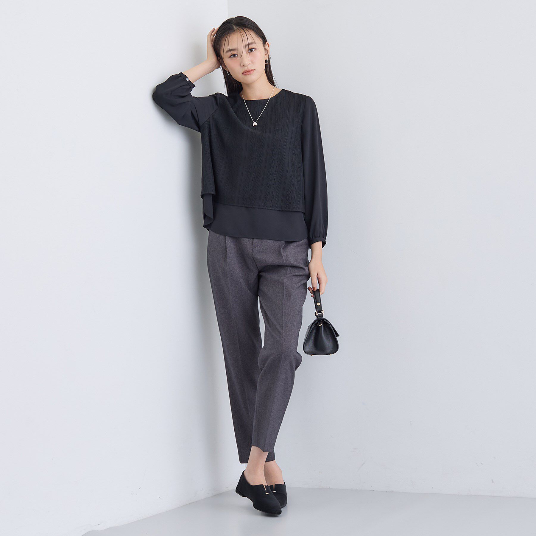 INDIVI「【オフィス／きれいめ】2WAYレース切り替えブラウス」|シャツ・ブラウス|