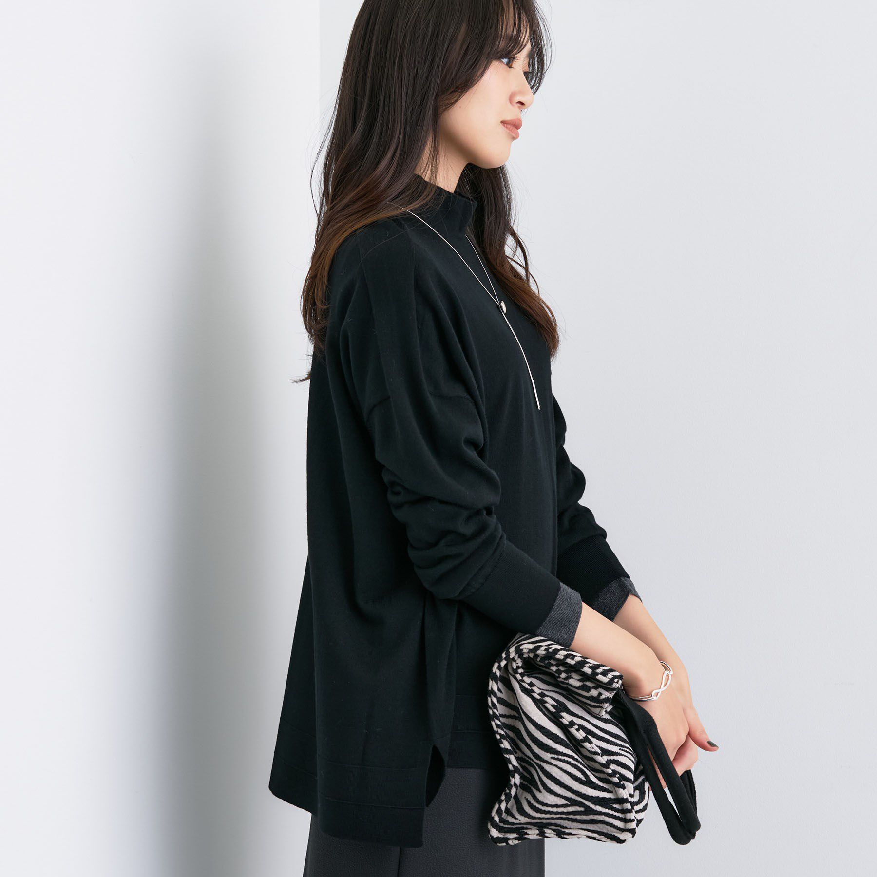 INDIVI「【洗える／毛玉になりにくい】エクストラファインウール ハイネックニット」|ニット・セーター|