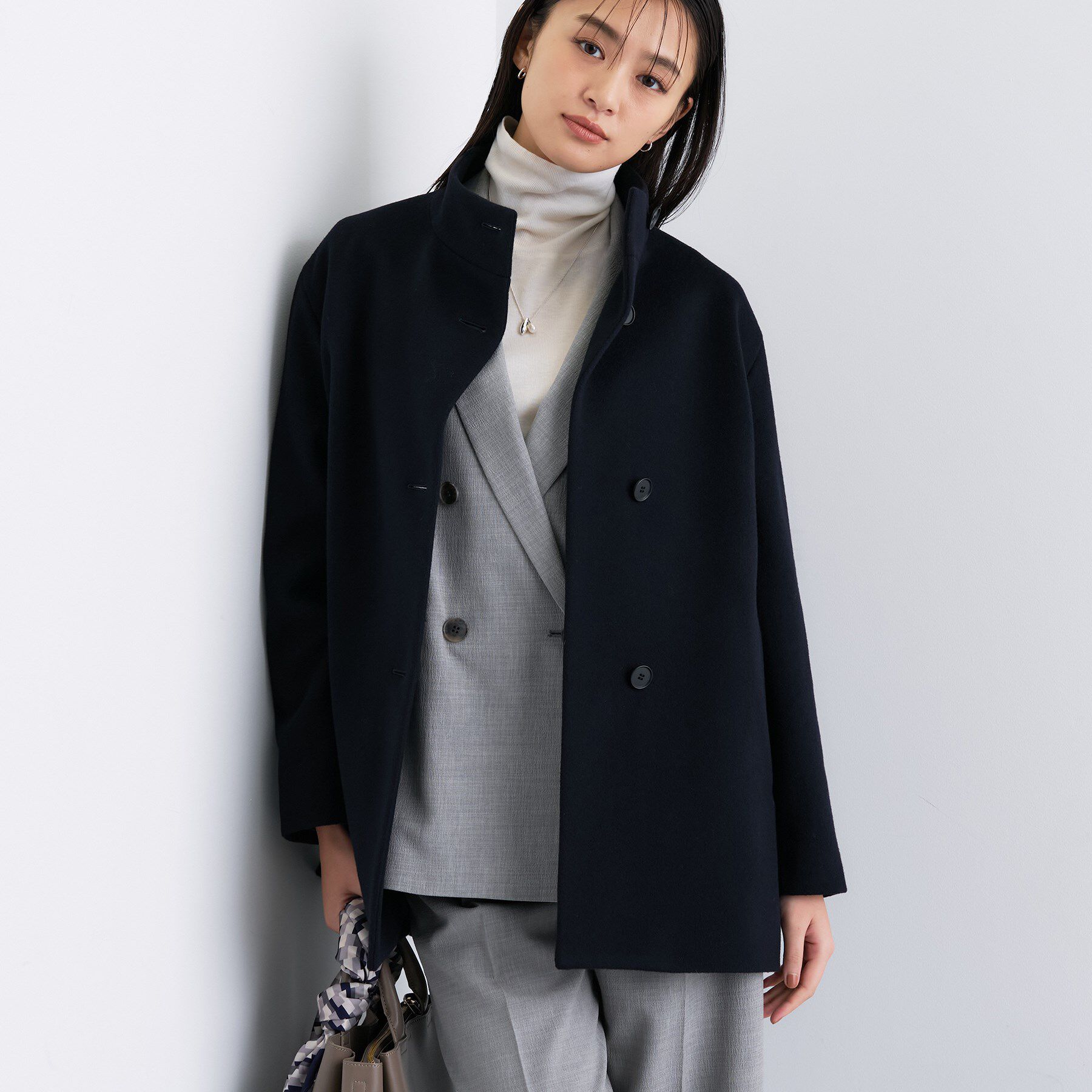 INDIVI「【日本製／ミドル丈】スタンドカラーミドルコート」|その他|