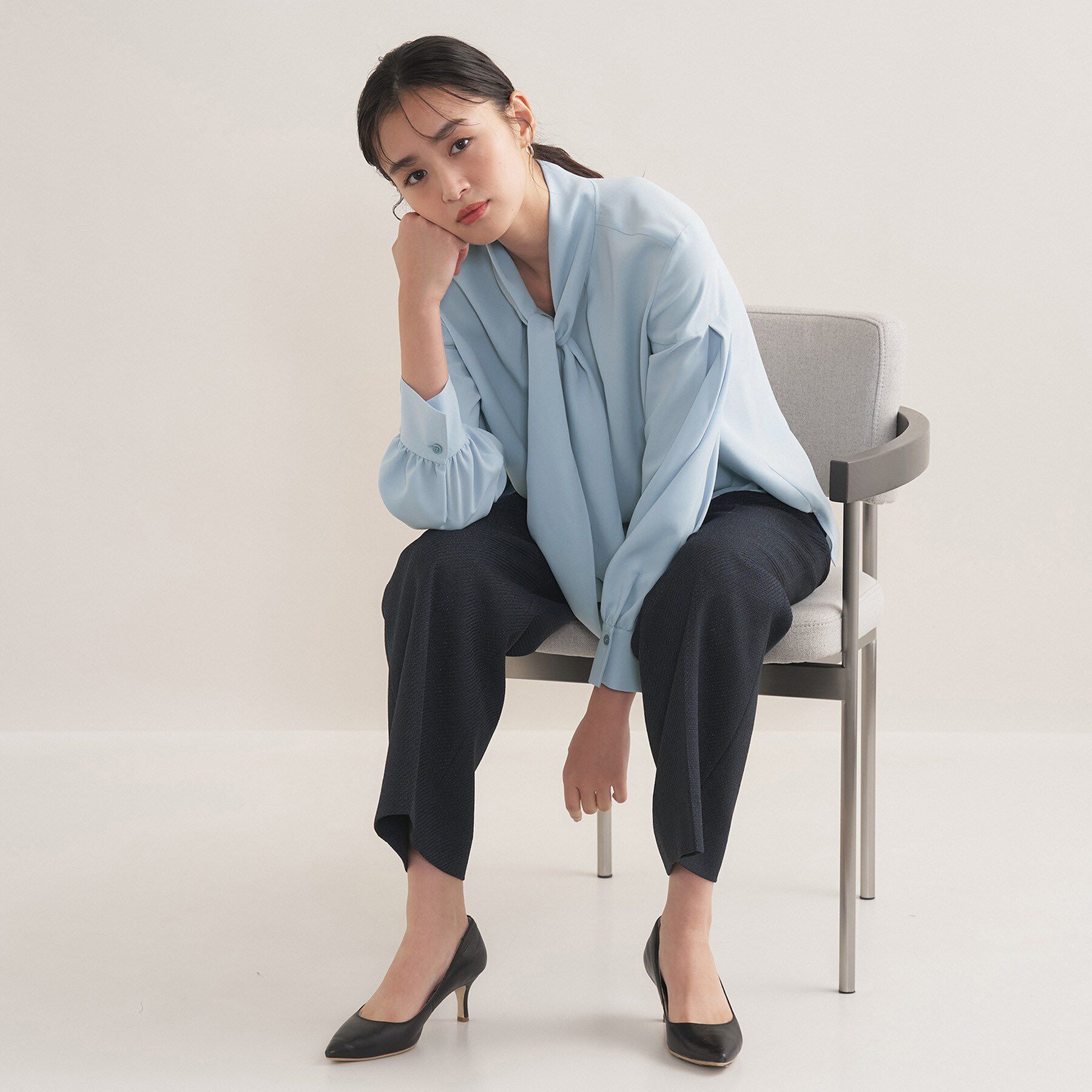 INDIVI「【洗える】ジョーゼットボウタイブラウス」|シャツ・ブラウス|