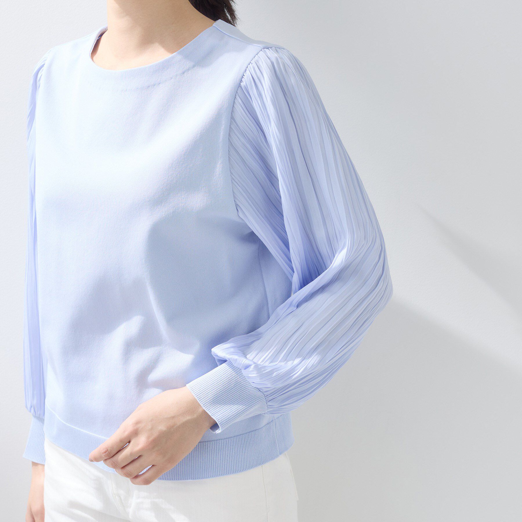 INDIVI「【洗える／華やか】袖プリーツニット」|ニット・セーター|