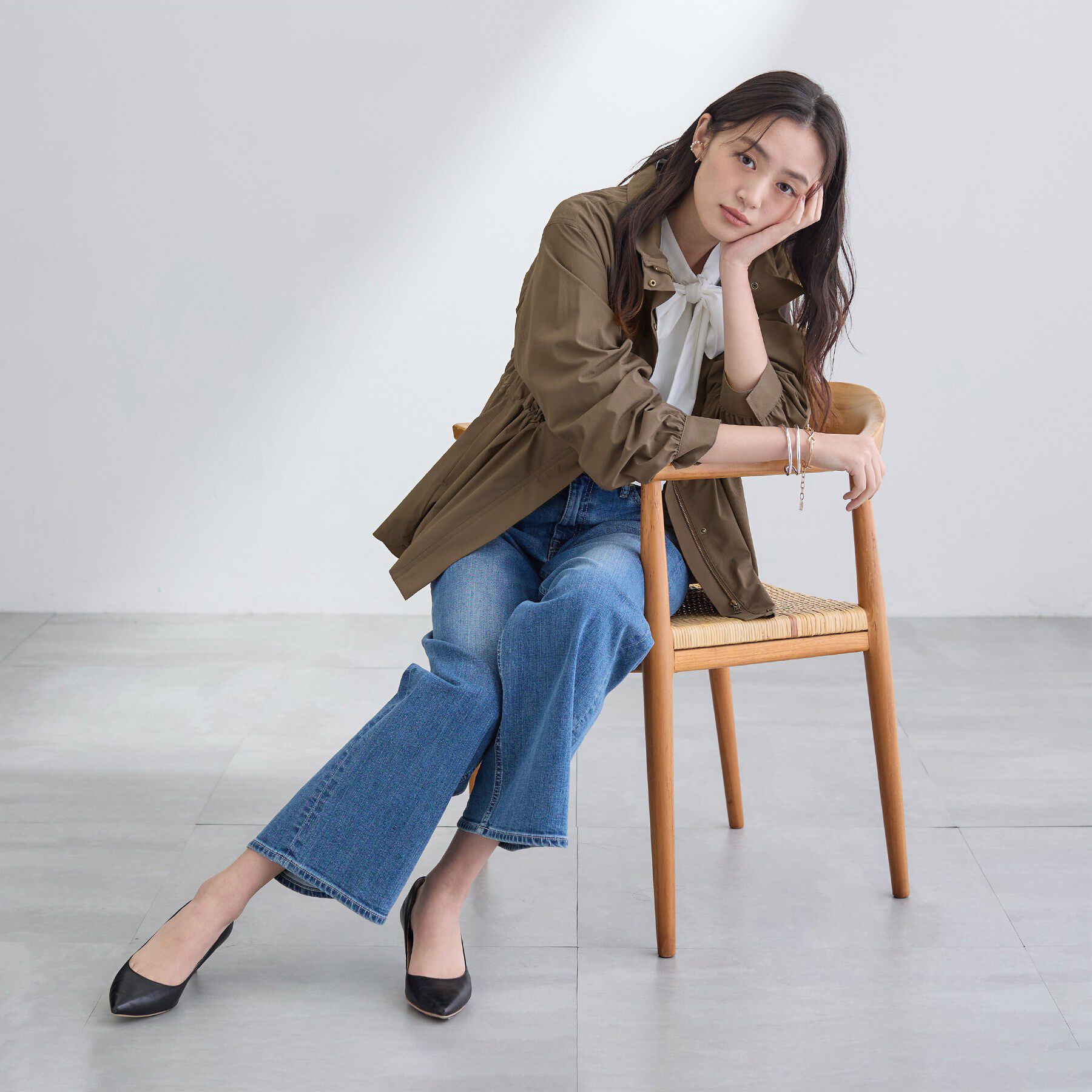 INDIVI「【撥水／フード取外し可】凹凸素材ブルゾン」|ブルゾン・スタジャン|