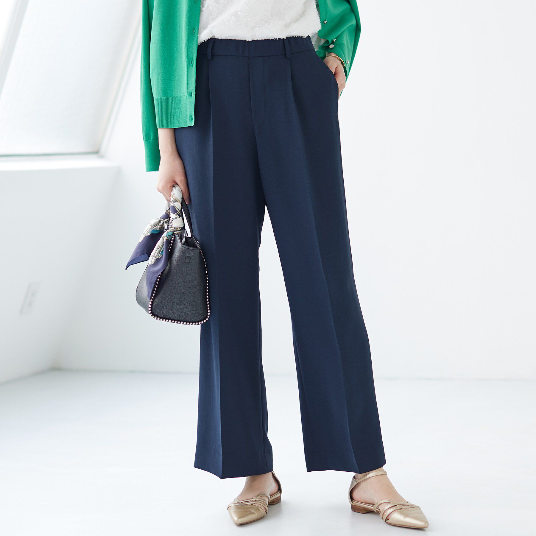 INDIVI「【洗える／UVケア／SETUP可】着る日傘ワイドパンツ」|その他|ネイビー(094)