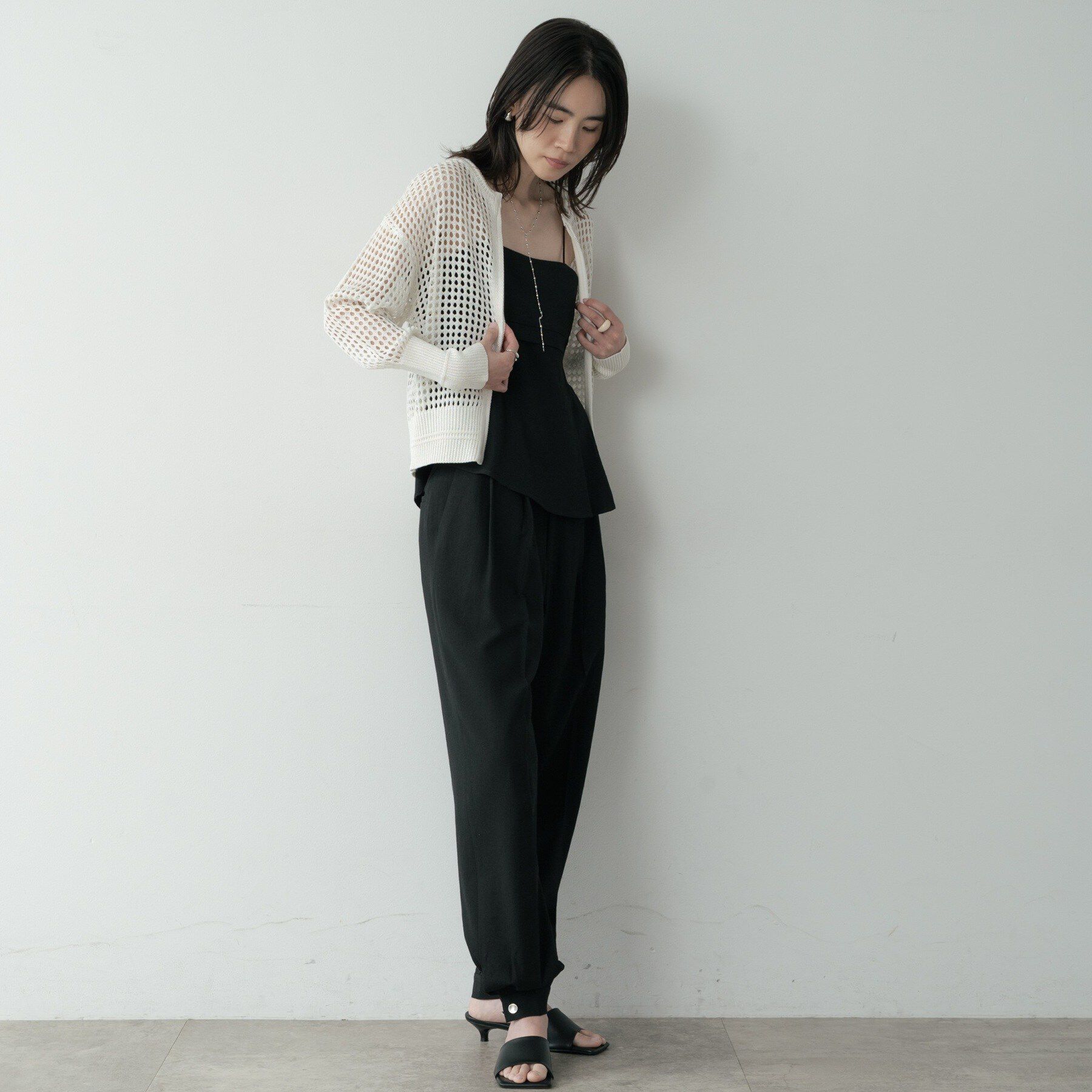 GALLEST「クルーネックメッシュカーディガン」|カーディガン|