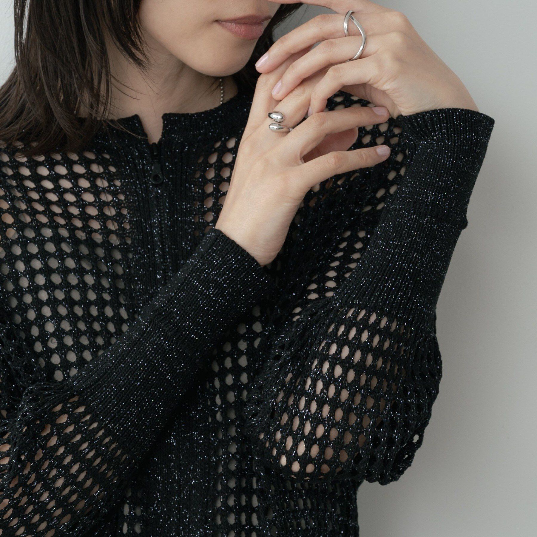 GALLEST「クルーネックメッシュカーディガン」|カーディガン|