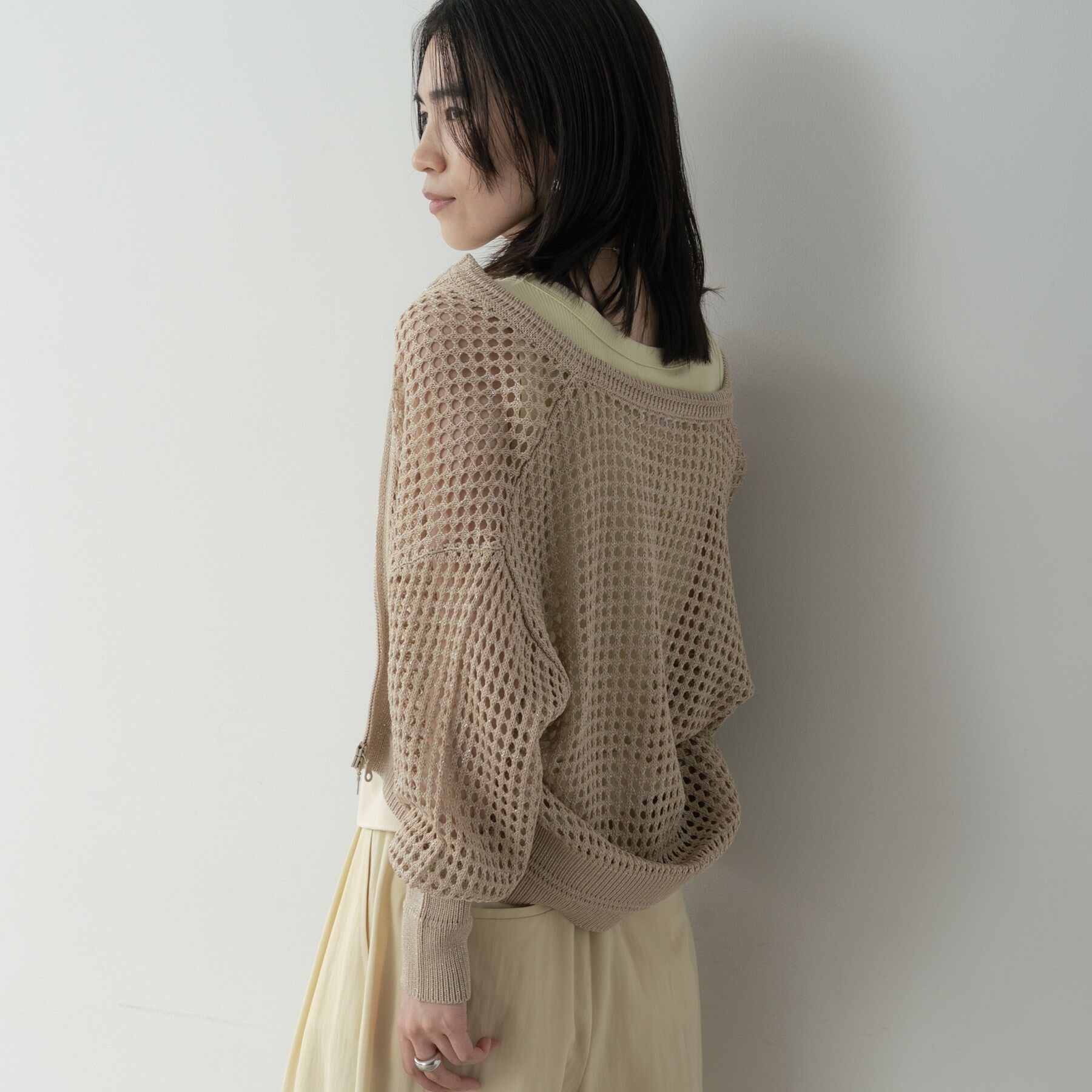 GALLEST「クルーネックメッシュカーディガン」|カーディガン|