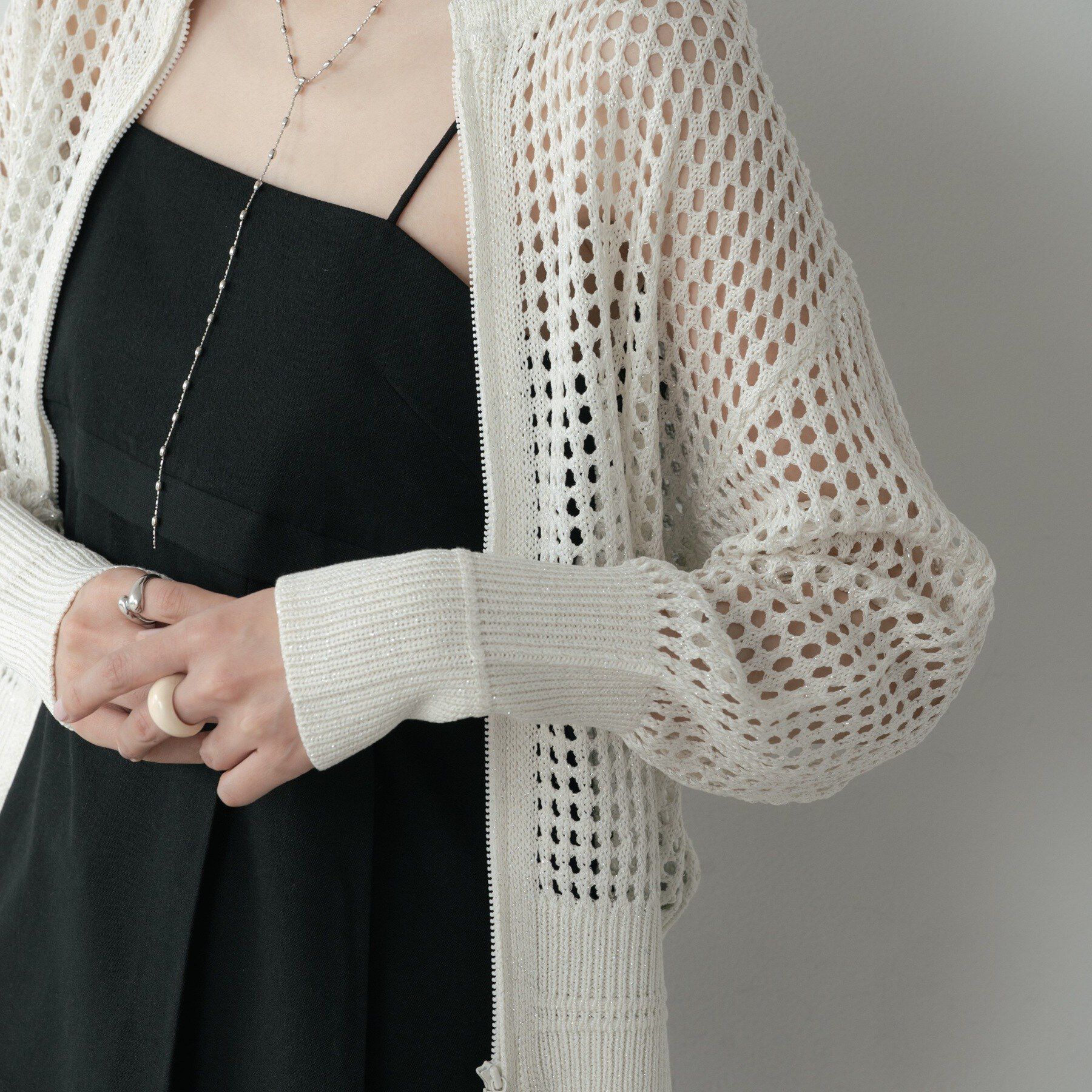 GALLEST「クルーネックメッシュカーディガン」|カーディガン|