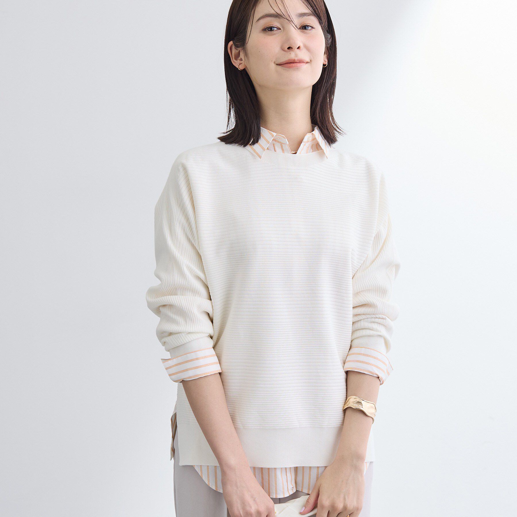 INDIVI「【洗える／キレイ色】体型カバー無縫製ニット」|ニット・セーター|