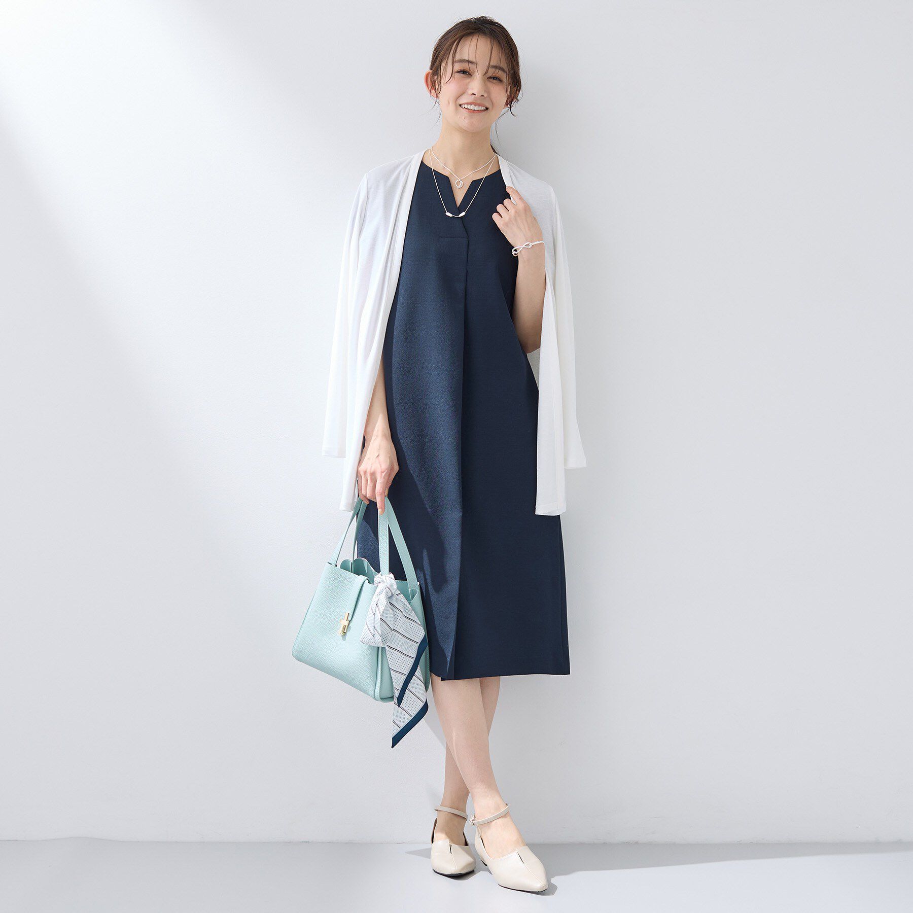 INDIVI「【洗える／UVケア／麻調】スキッパーワンピース」|ワンピース|