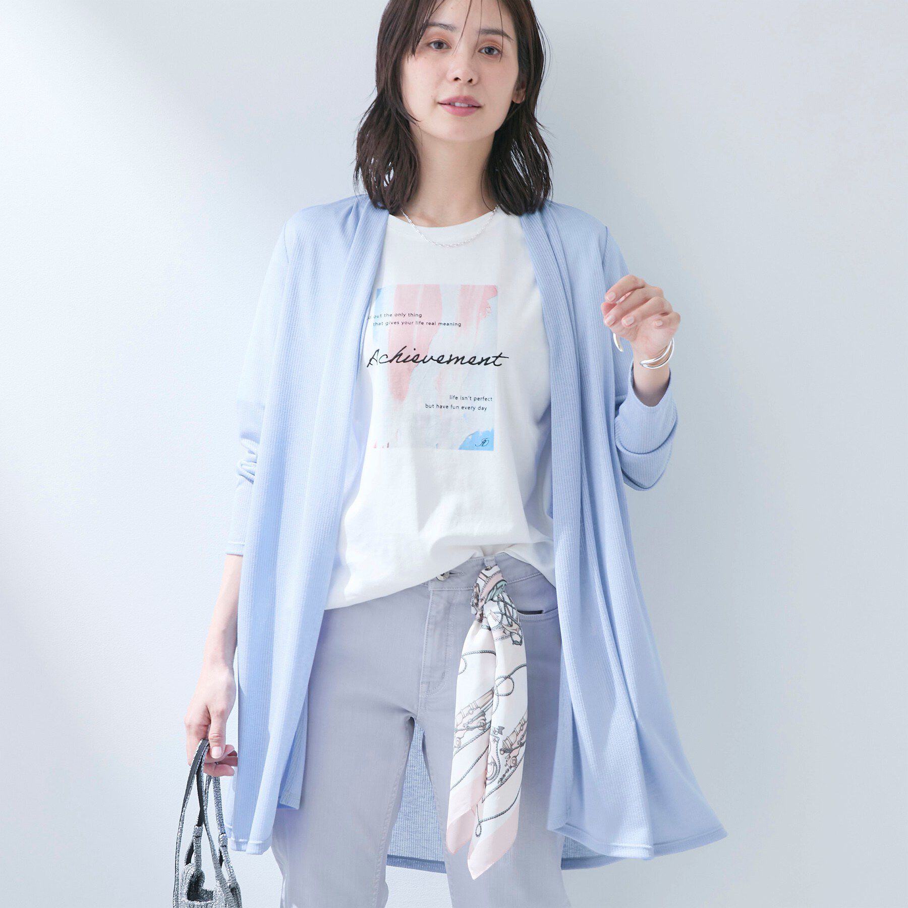 INDIVI「【洗える／アンサンブル可能】シアースストライプカーディガン」|カーディガン|ブルー(091)