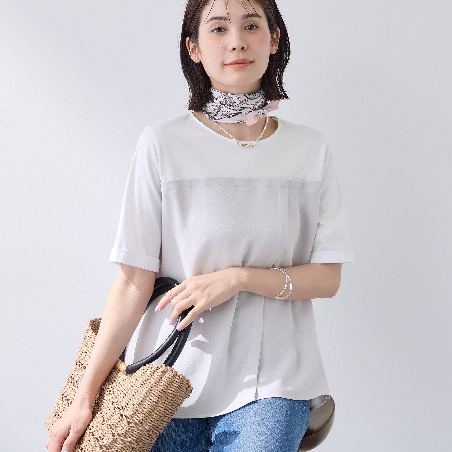 INDIVI「【着る日傘／SETUP可能】ビスチェレイヤード風トップス」|Tシャツ・カットソー|ライトグレー(611