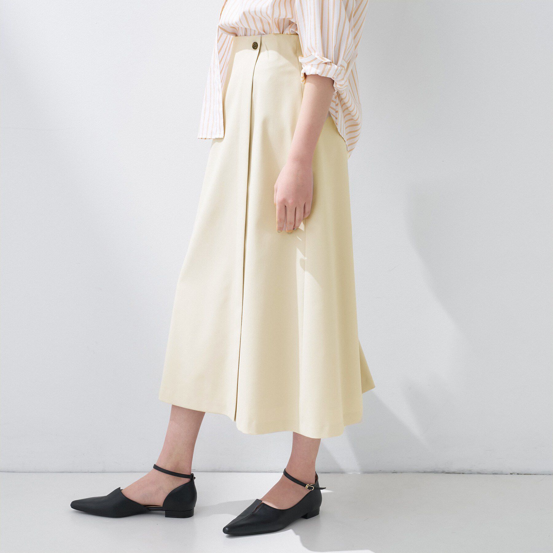INDIVI「【洗える／UVケア】巻き風フレアスカート」|スカート|